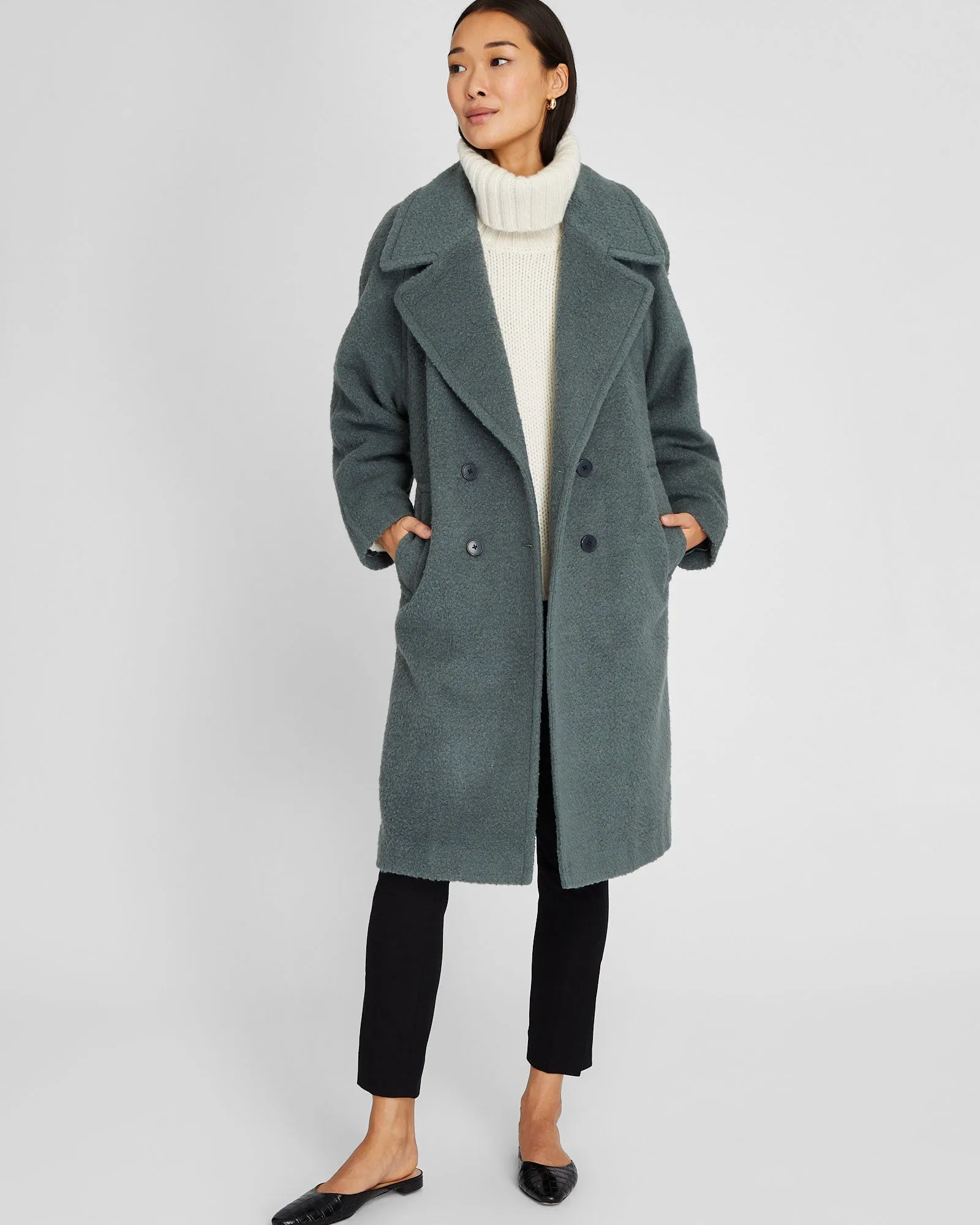 Double-Breasted Textured Relaxed Coat sold by Club Monaco product image thumbnail 4
