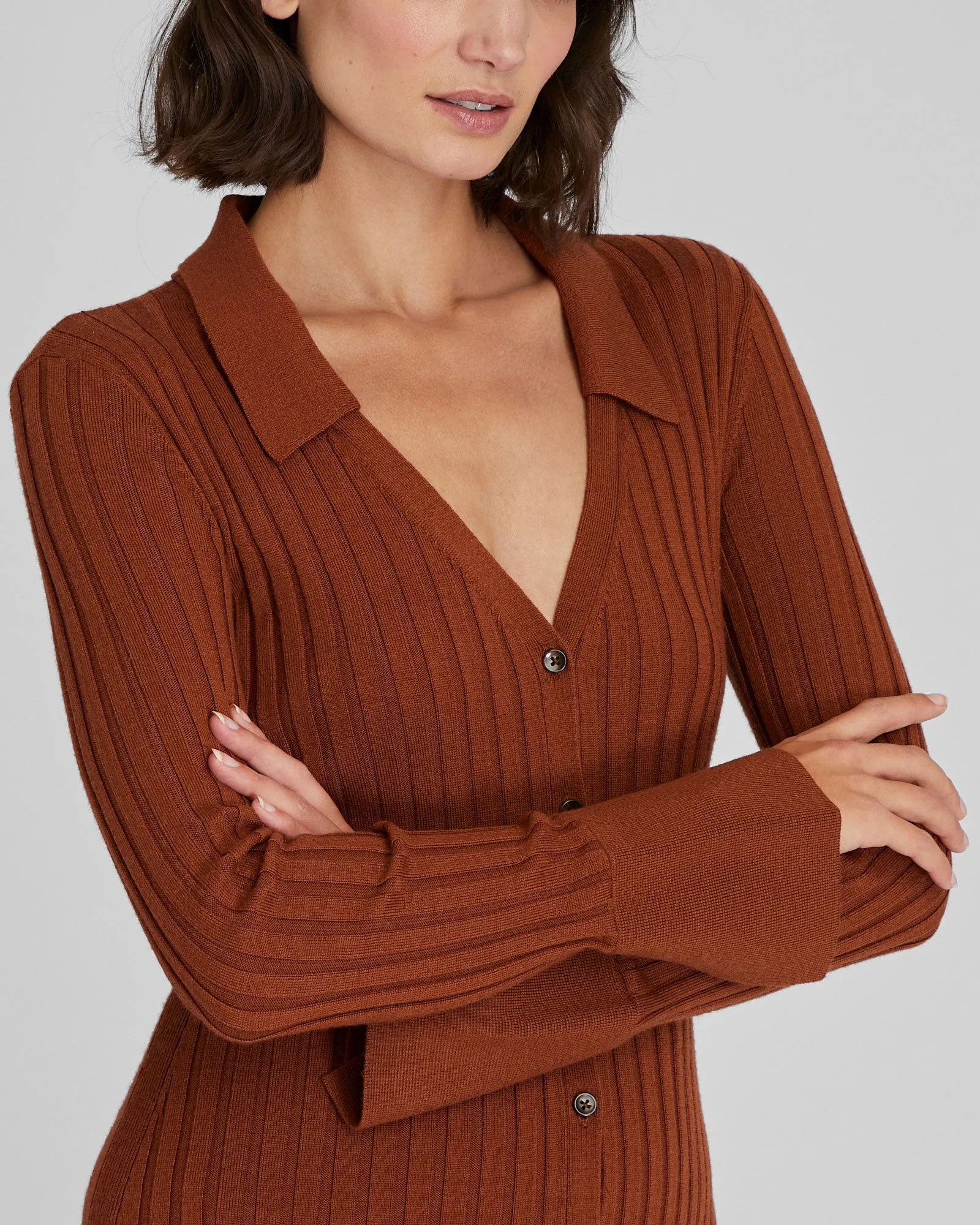 Ribbed Collared Cardigan Dress sold by Club Monaco product image thumbnail 3