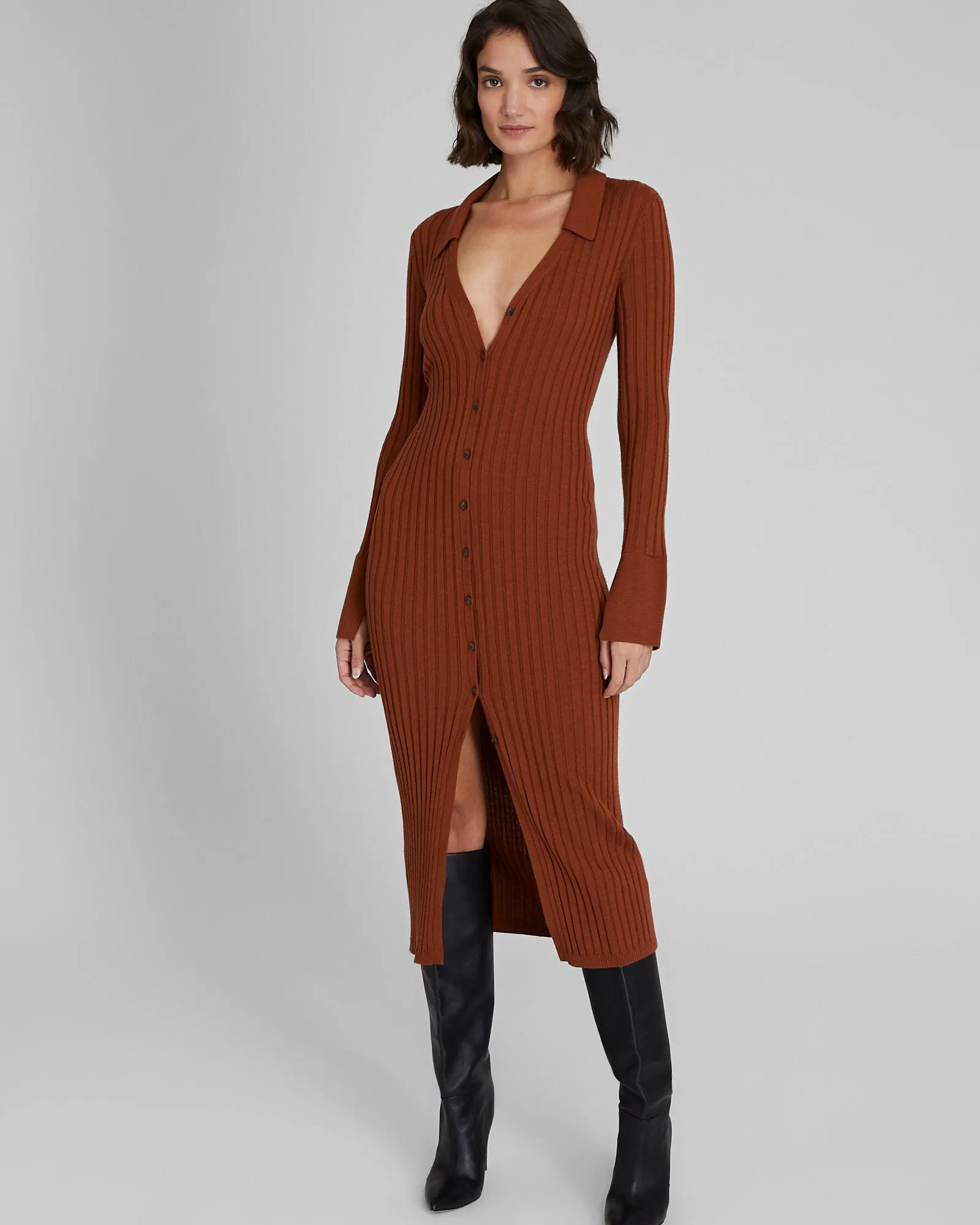 Ribbed Collared Cardigan Dress sold by Club Monaco