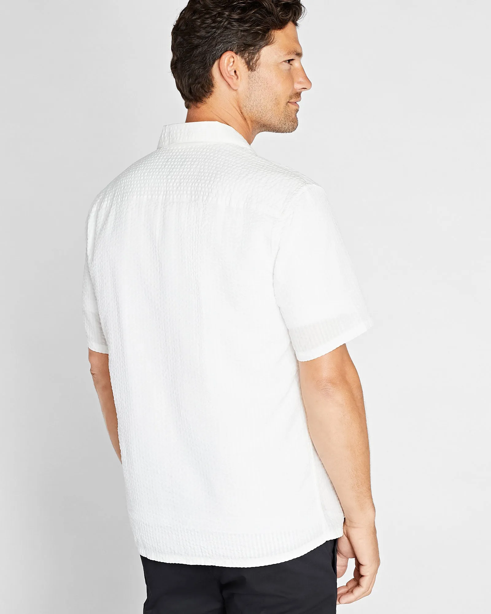 Short Sleeve Camp Collar Seersucker Shirt sold by Club Monaco product image thumbnail 2