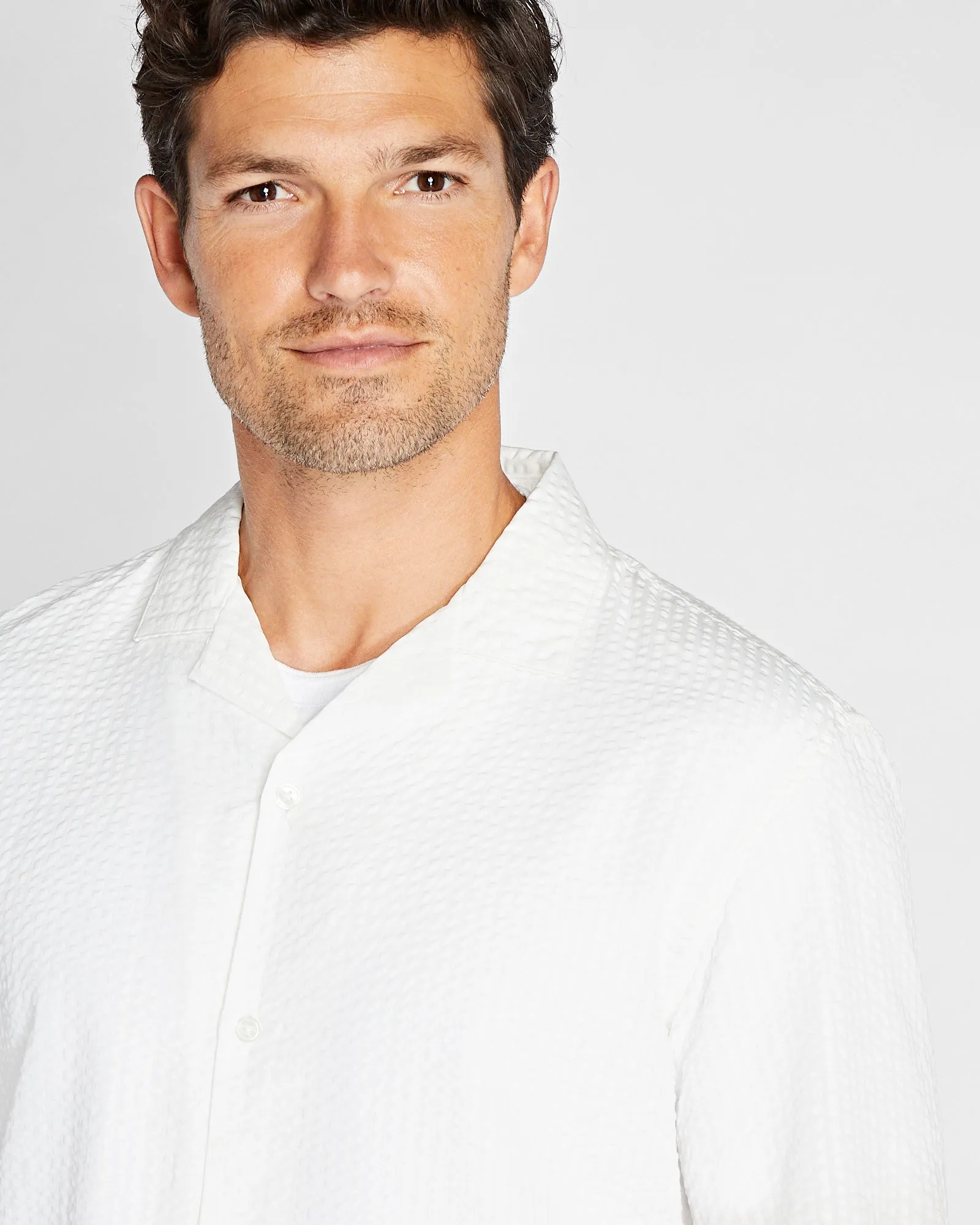 Short Sleeve Camp Collar Seersucker Shirt sold by Club Monaco product image thumbnail 3