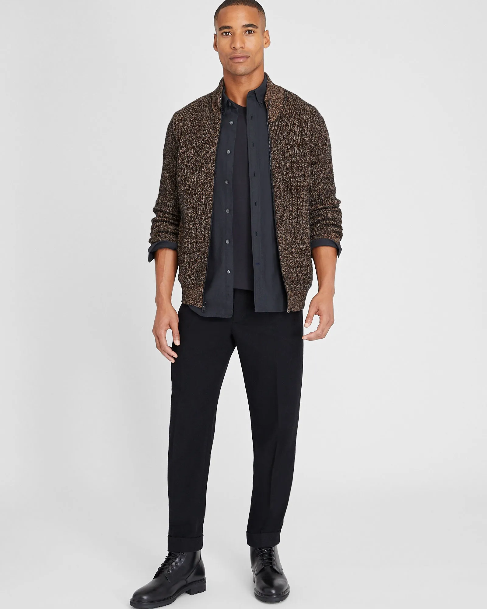 Textural Mouline Full Zip Sweater sold by Club Monaco product image thumbnail 4