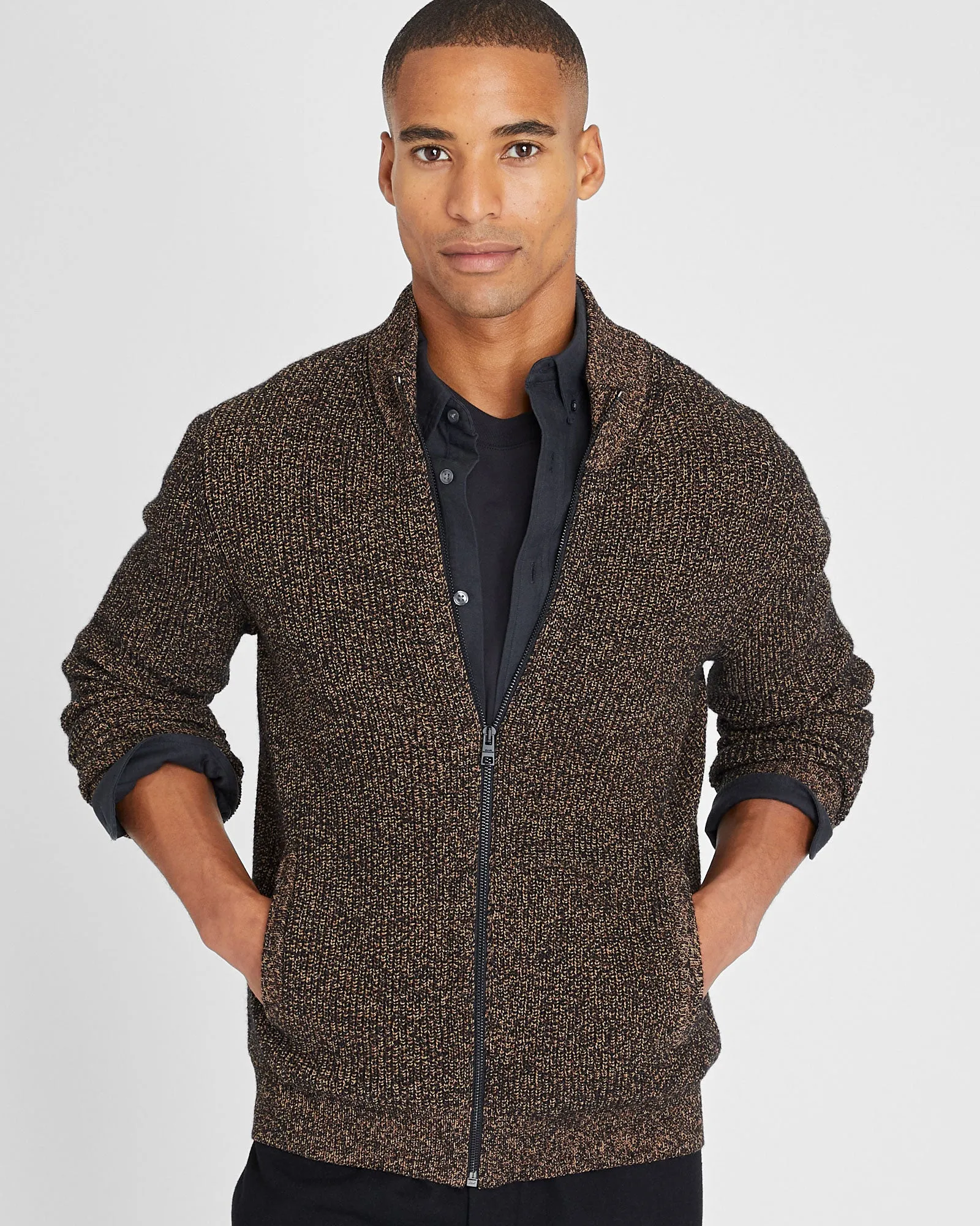 Textural Mouline Full Zip Sweater sold by Club Monaco