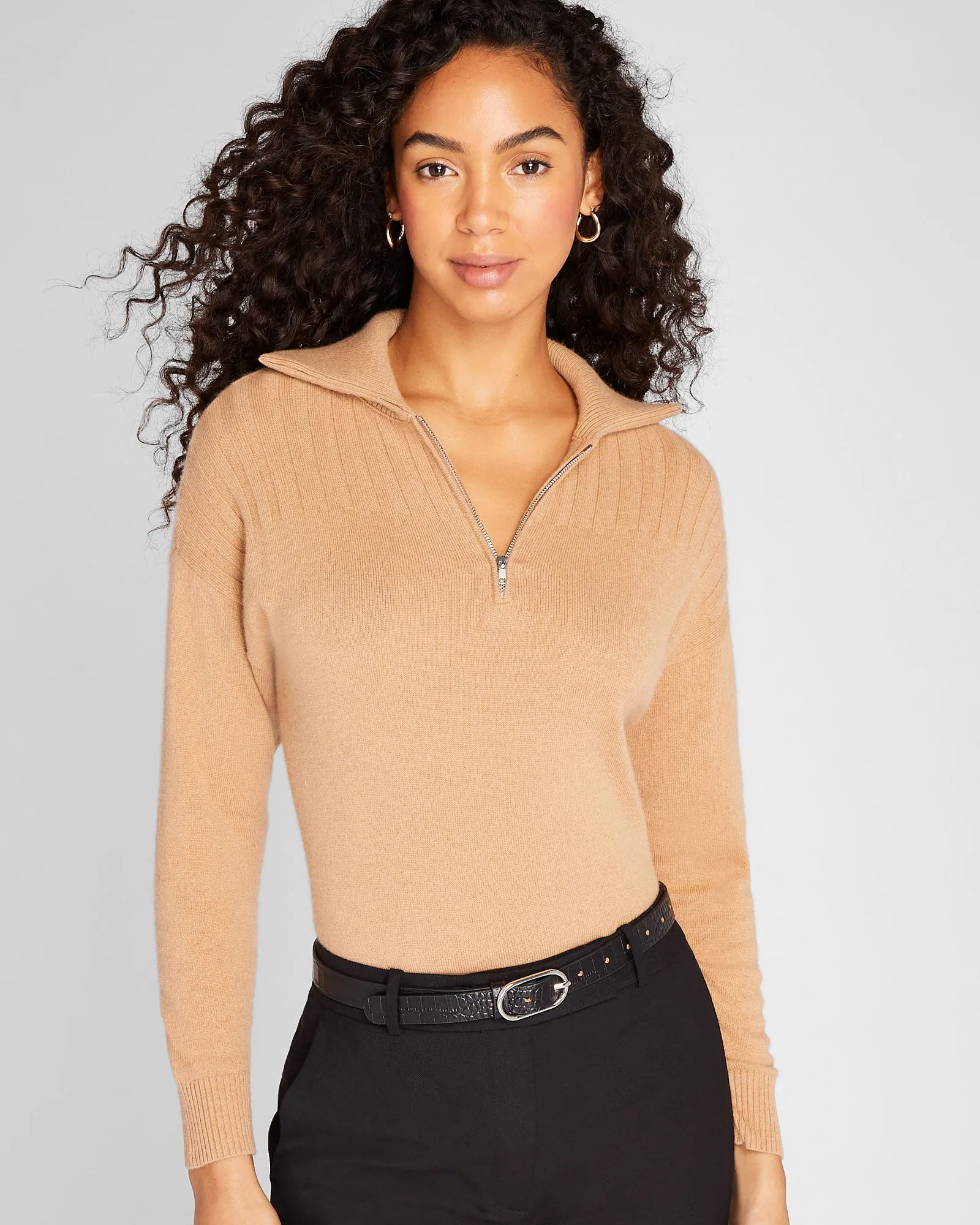 Cashmere Ribbed Quarter-Zip Sweater sold by Club Monaco