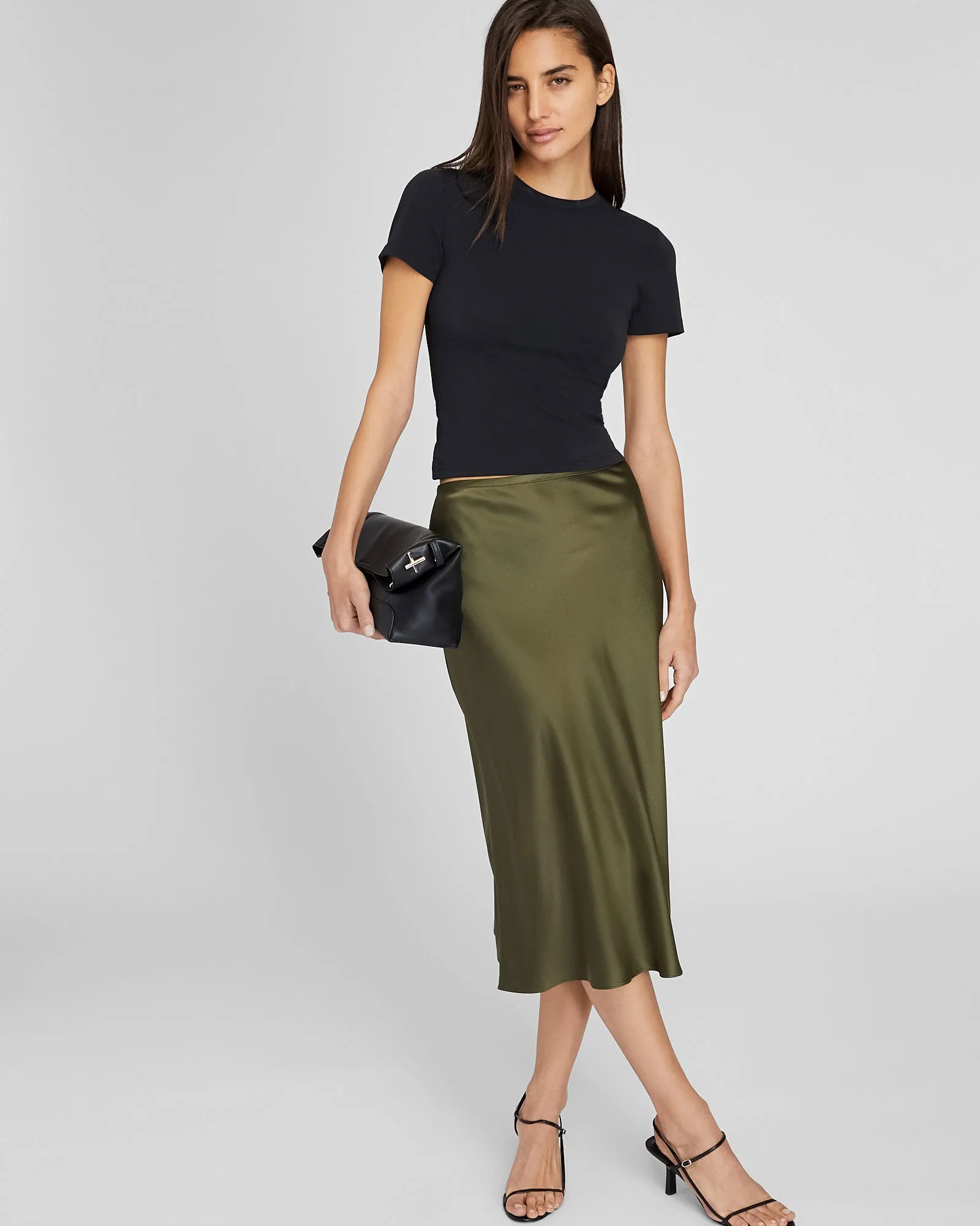 Silk Charmeuse Midi Skirt sold by Club Monaco