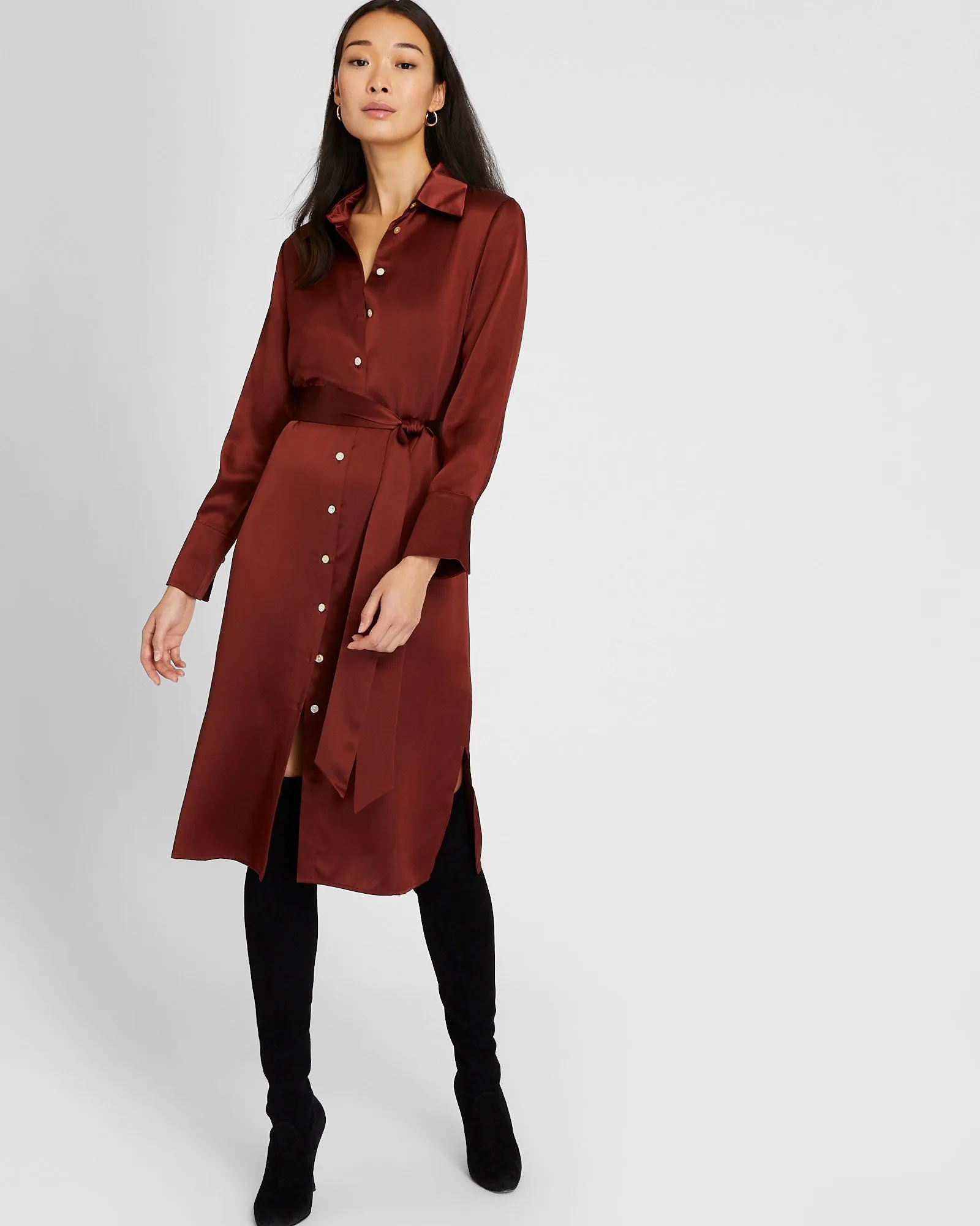 Midi Silk Charmeuse Shirt Dress sold by Club Monaco product image thumbnail 4