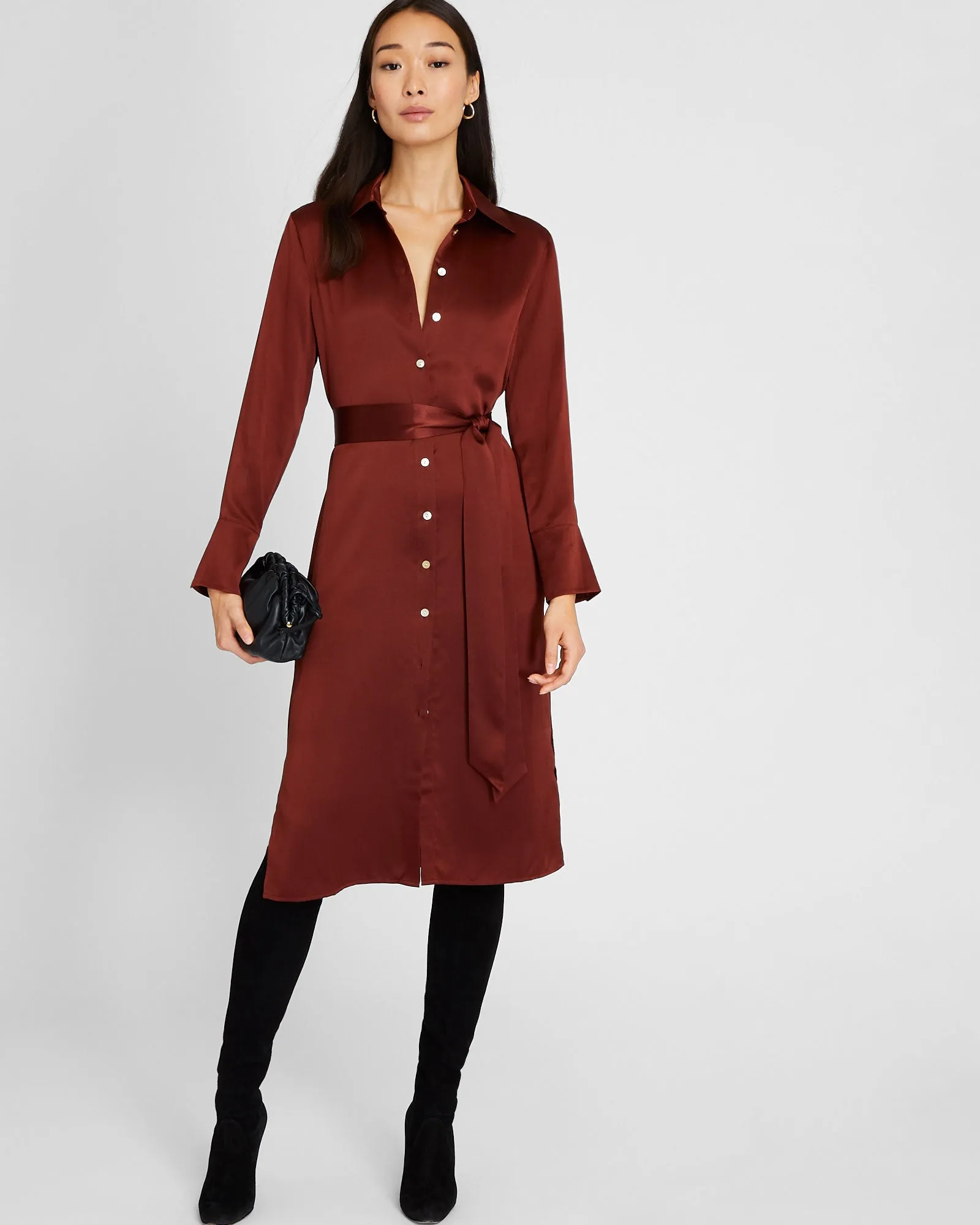 Midi Silk Charmeuse Shirt Dress sold by Club Monaco