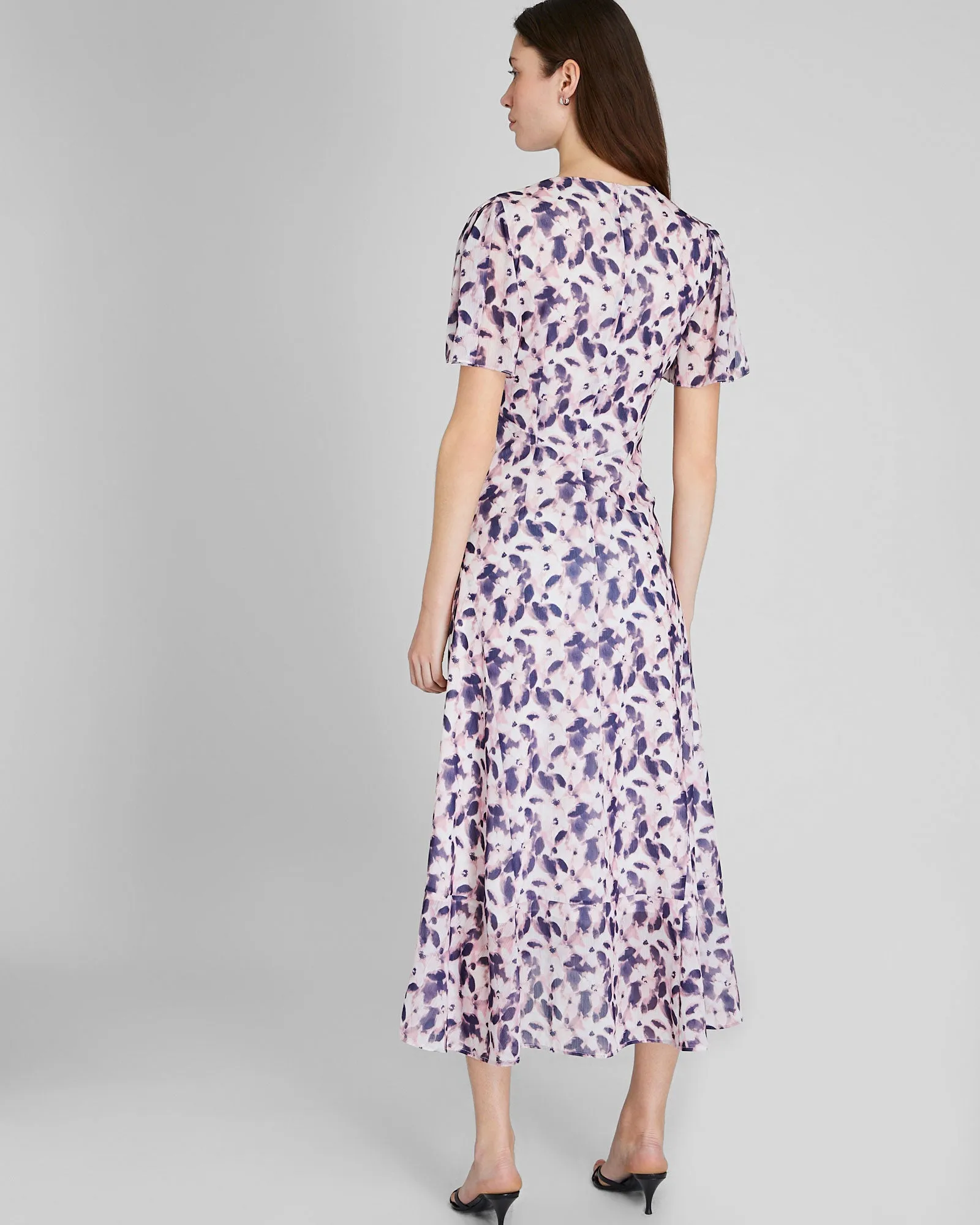 Tiered Flutter Sleeve V-Neck Midi Dress sold by Club Monaco product image thumbnail 2