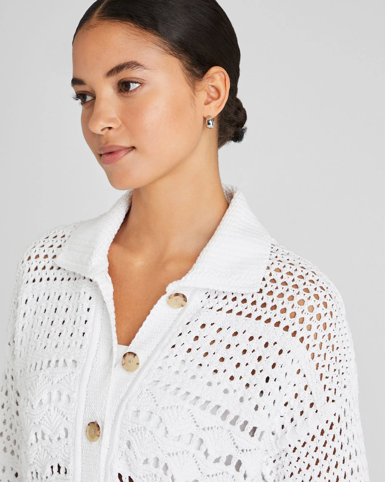Open Stitch Long Sleeve Button-Down Sweater sold by Club Monaco product image thumbnail 4