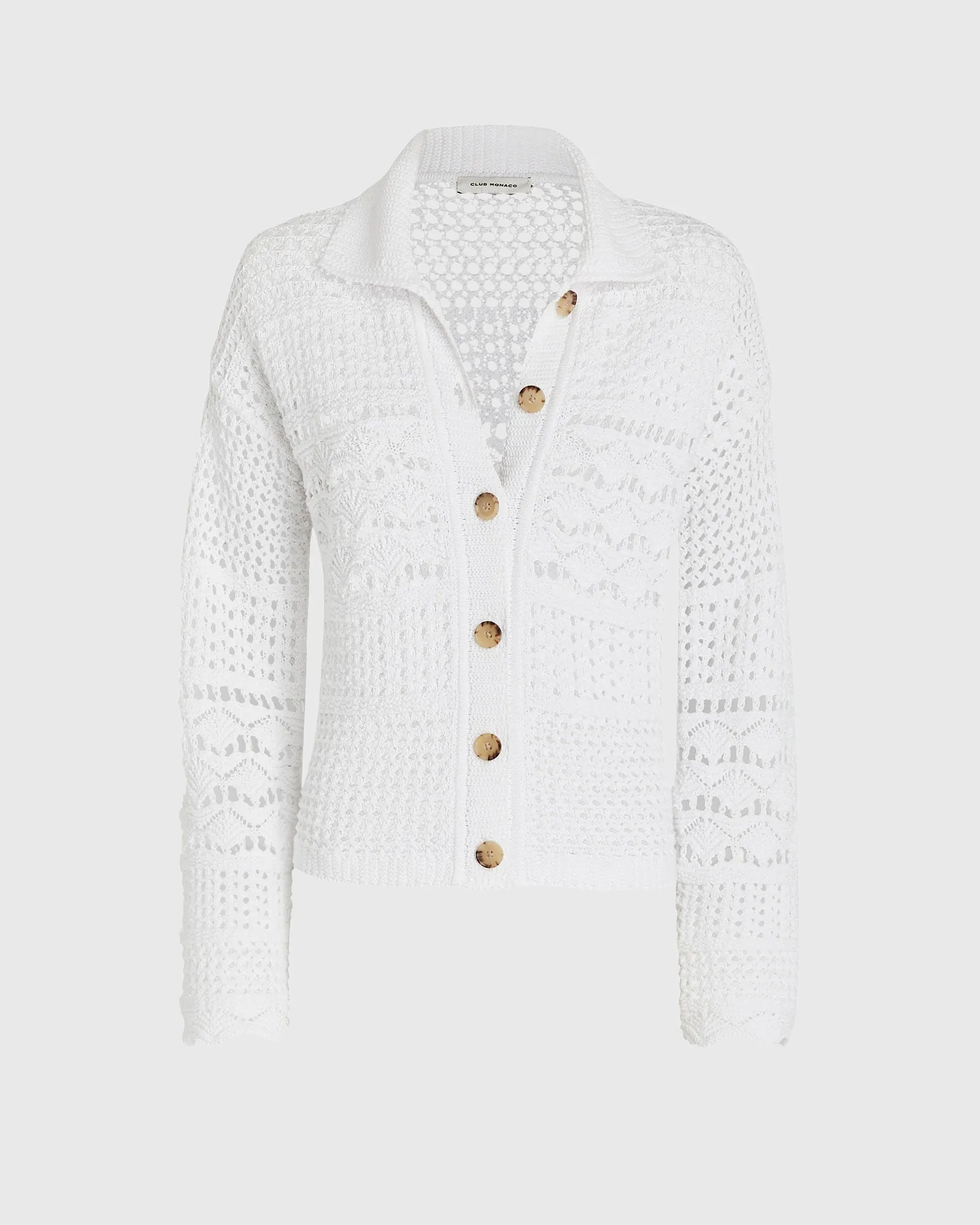 Open Stitch Long Sleeve Button-Down Sweater sold by Club Monaco product image thumbnail 5
