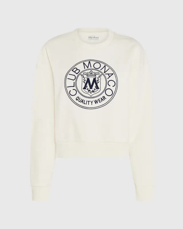 Cropped Crest Crewneck sold by Club Monaco