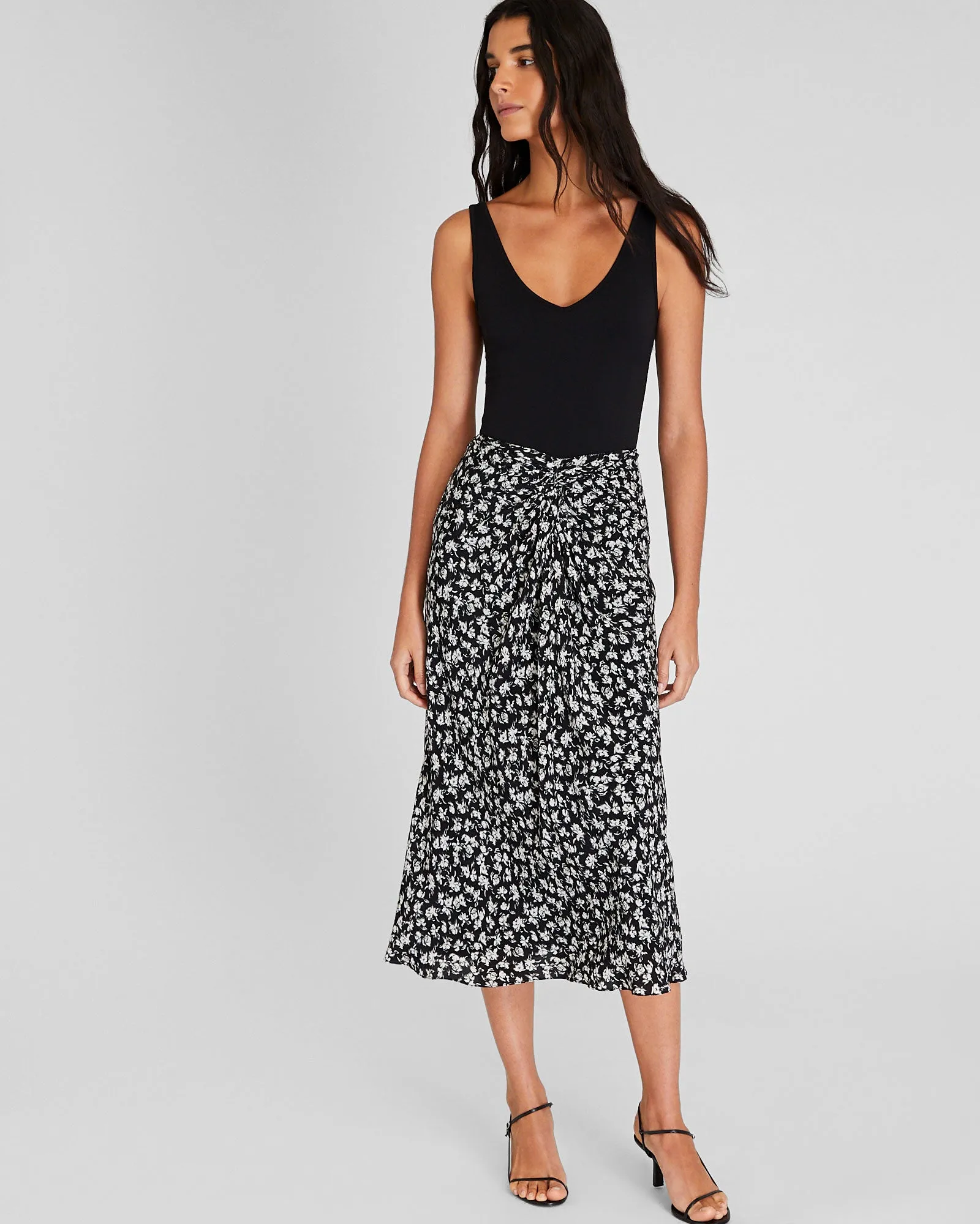 Printed Twist-Front Midi Skirt sold by Club Monaco