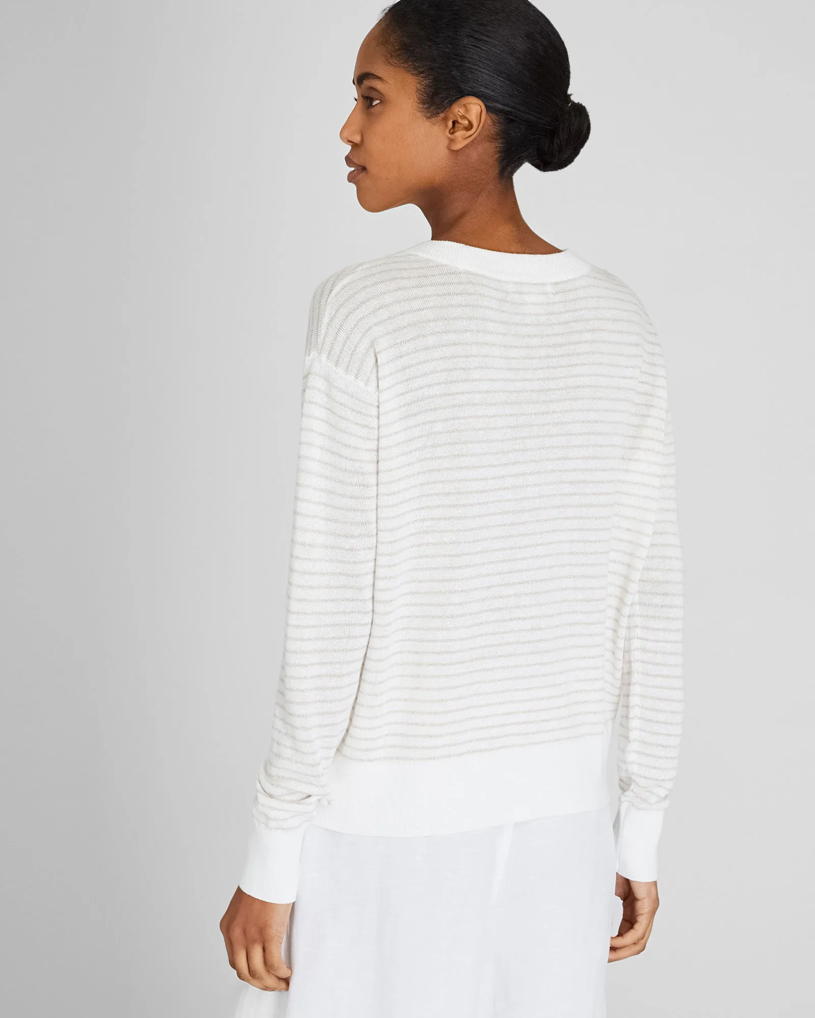 Signature Stripe Linen Crewneck Sweater sold by Club Monaco product image thumbnail 3