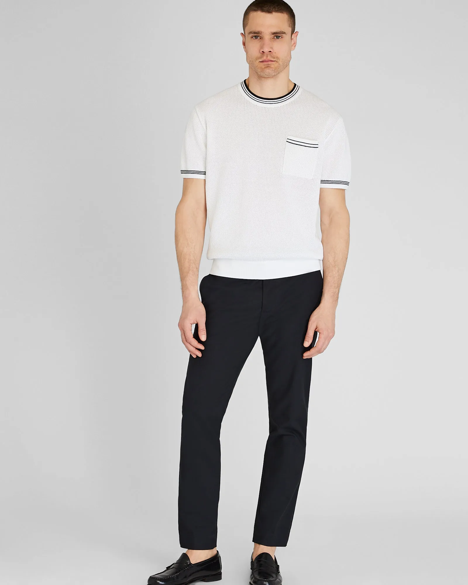 Short-Sleeve Open Stitch Tipped Sweater sold by Club Monaco product image thumbnail 4