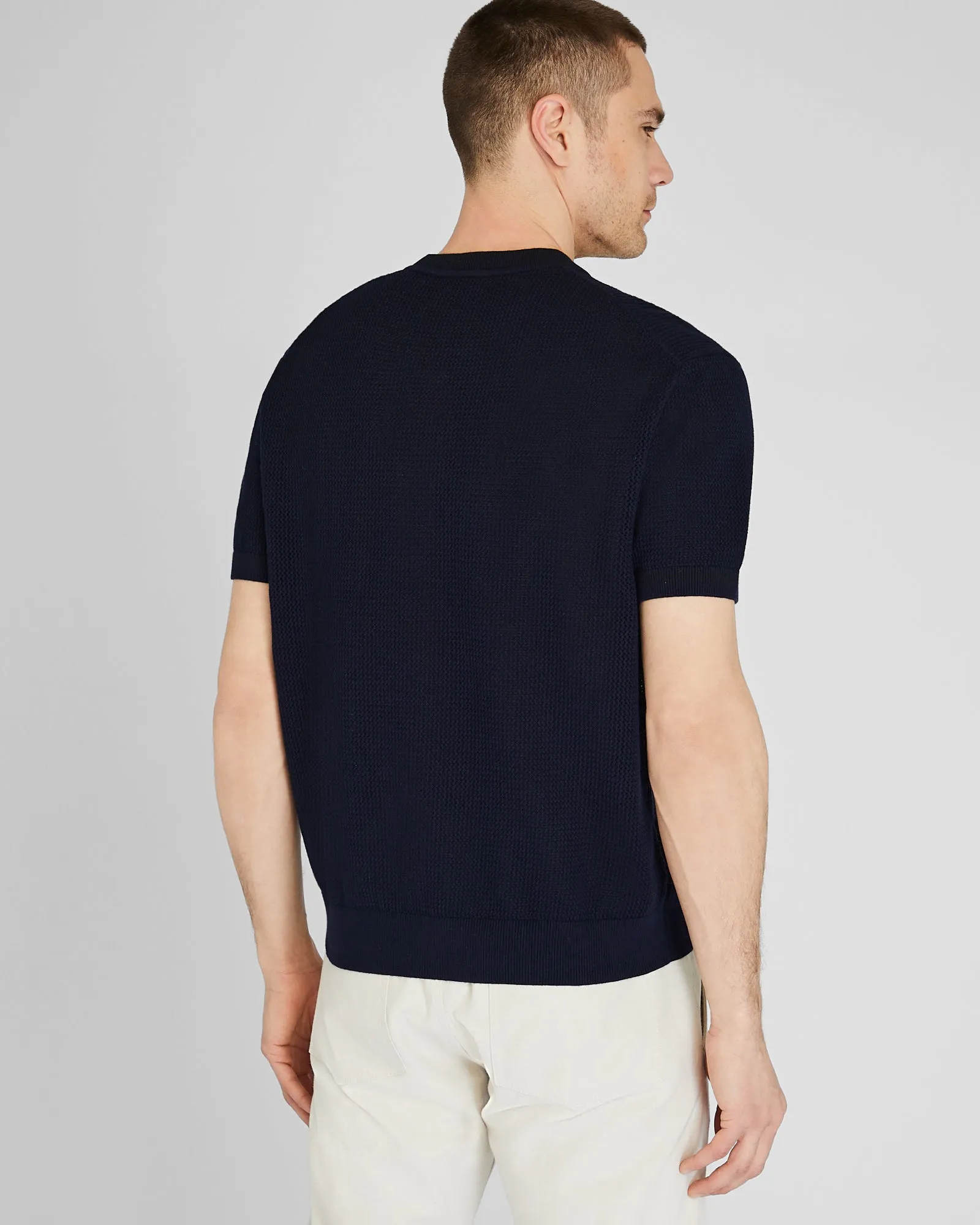 Short-Sleeve Open Stitch Tipped Sweater sold by Club Monaco product image thumbnail 3