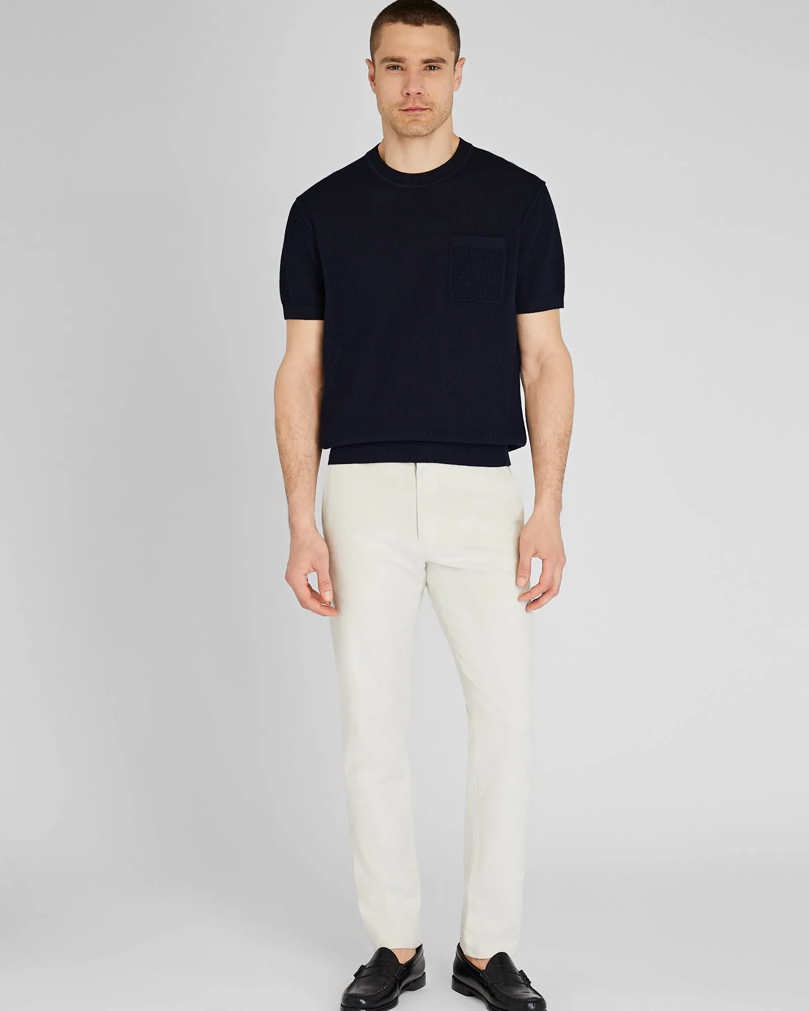 Short-Sleeve Open Stitch Tipped Sweater sold by Club Monaco product image thumbnail 4