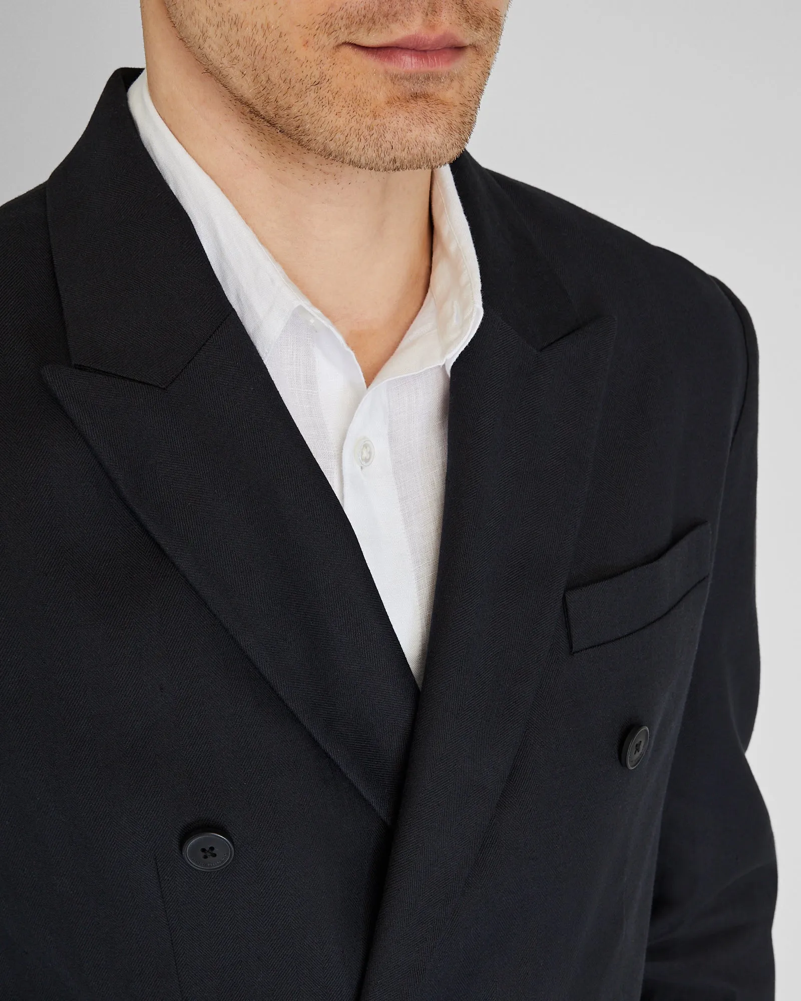 Deconstructed Linen Blend Double-Breasted Suit Jacket sold by Club Monaco product image thumbnail 2