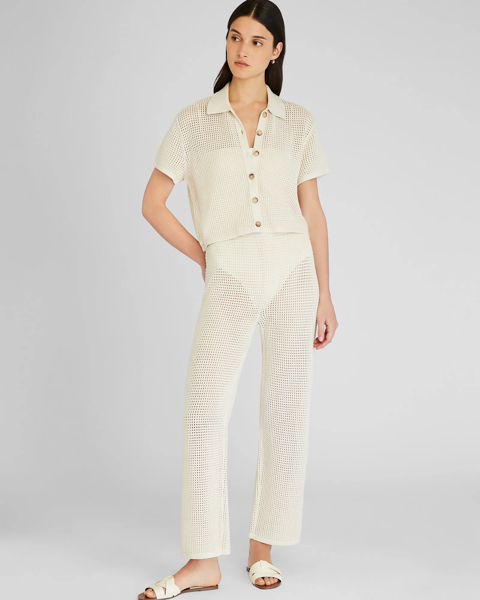 Open Stitch Button-Down Sweater sold by Club Monaco product image thumbnail 4