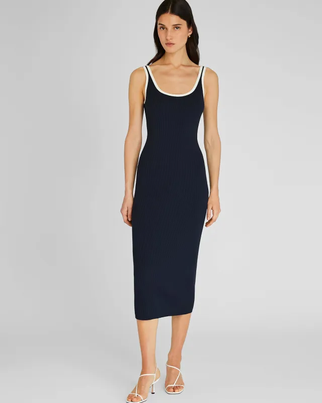 Textured Ribbed Tank Dress With Contrast Trim sold by Club Monaco