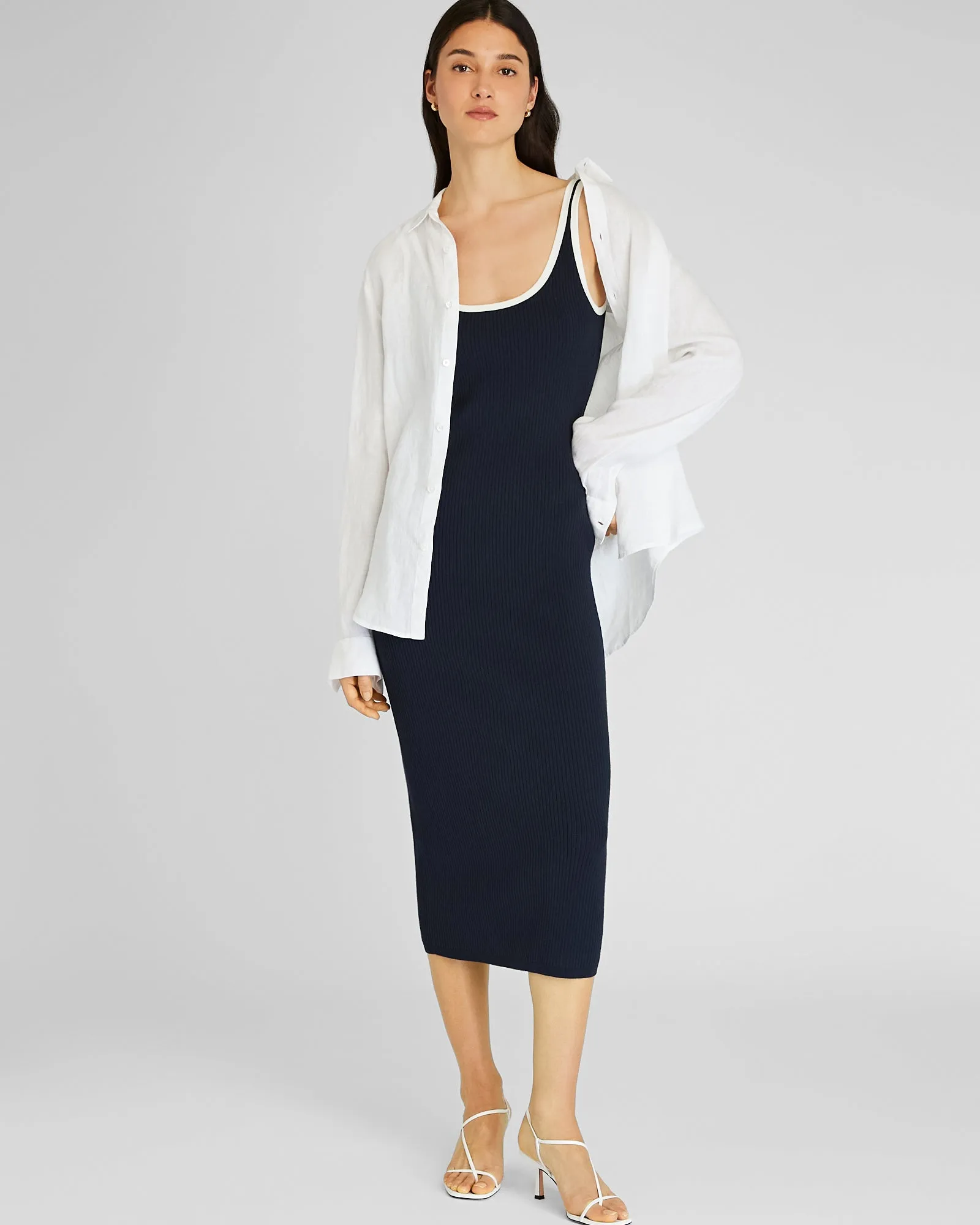 Textured Ribbed Tank Dress With Contrast Trim sold by Club Monaco product image thumbnail 4
