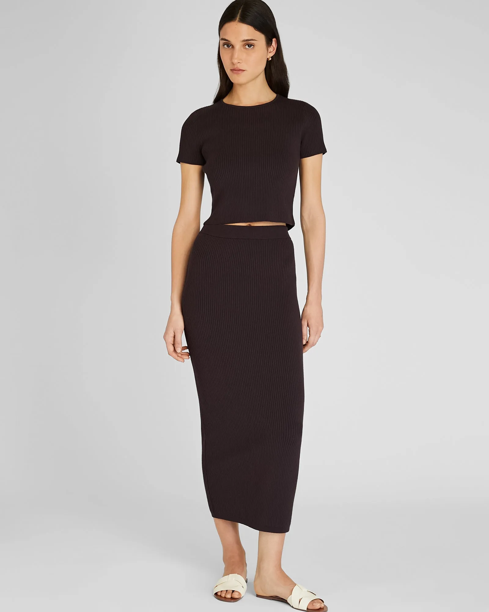 Textured Ribbed Fitted Short Sleeve Sweater sold by Club Monaco product image thumbnail 4