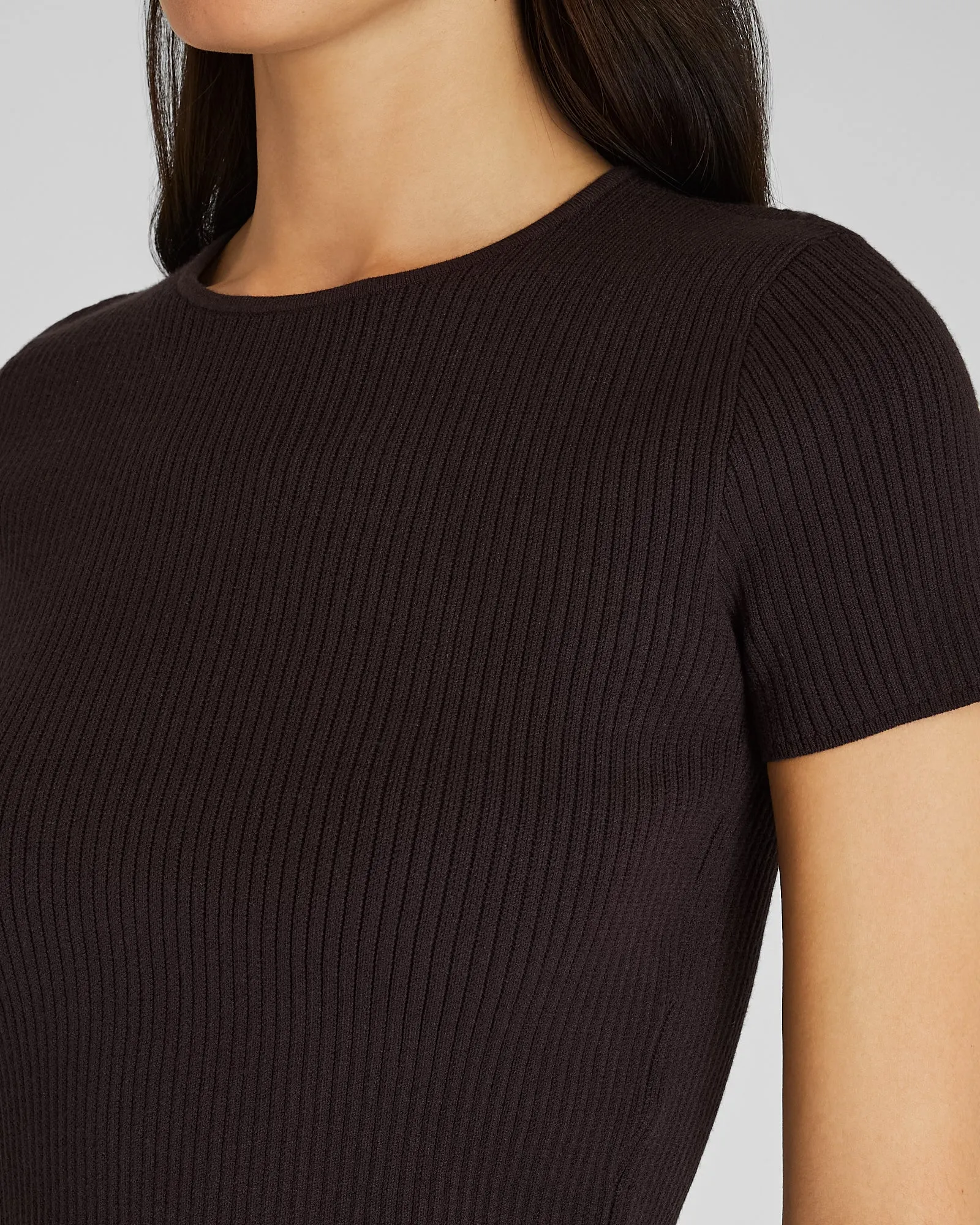 Textured Ribbed Fitted Short Sleeve Sweater sold by Club Monaco product image thumbnail 2