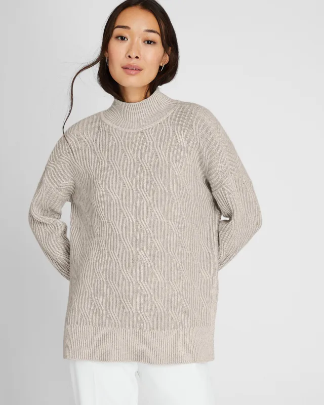 Cashmere-Silk Cable Turtleneck sold by Club Monaco