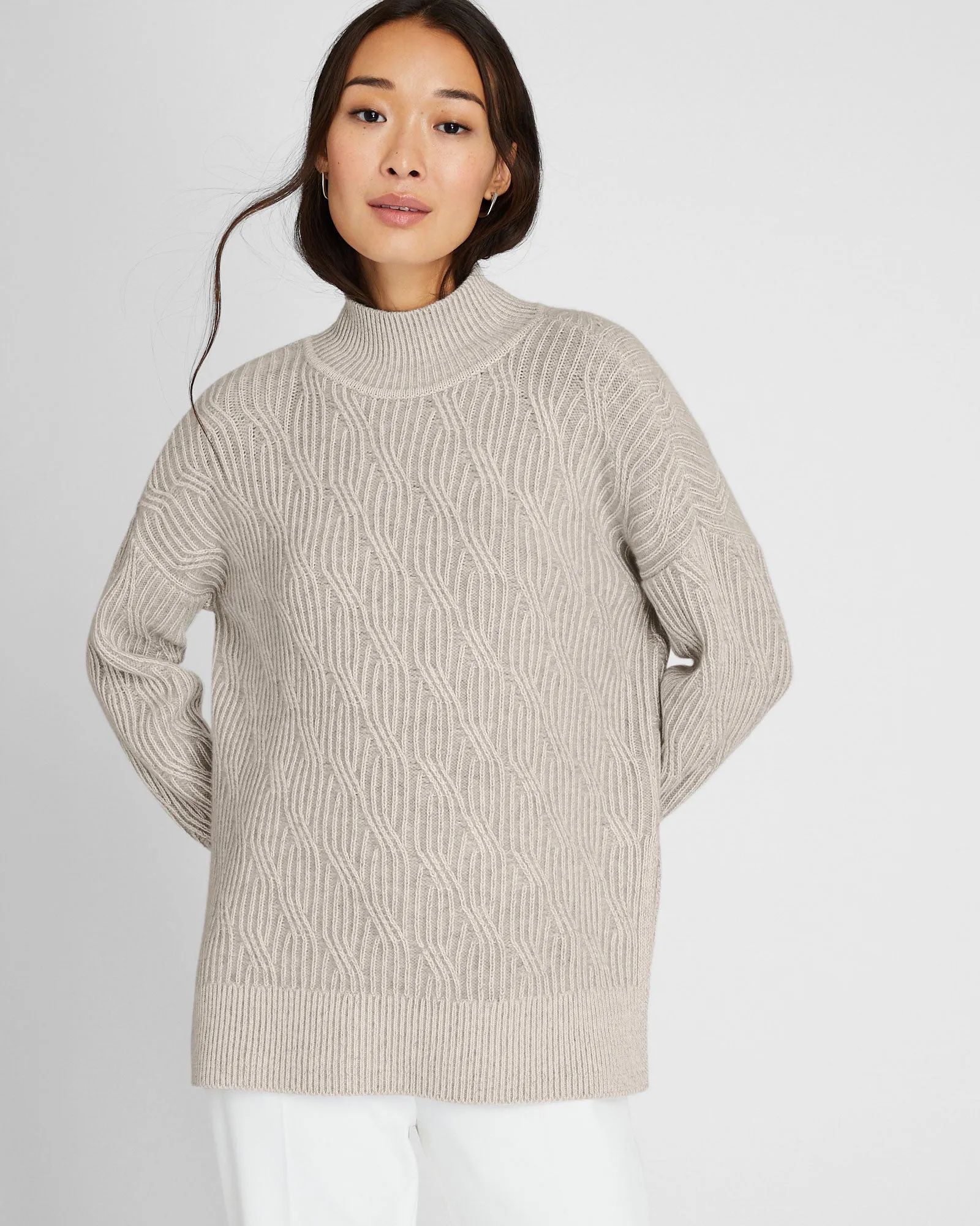 Cashmere-Silk Cable Turtleneck sold by Club Monaco