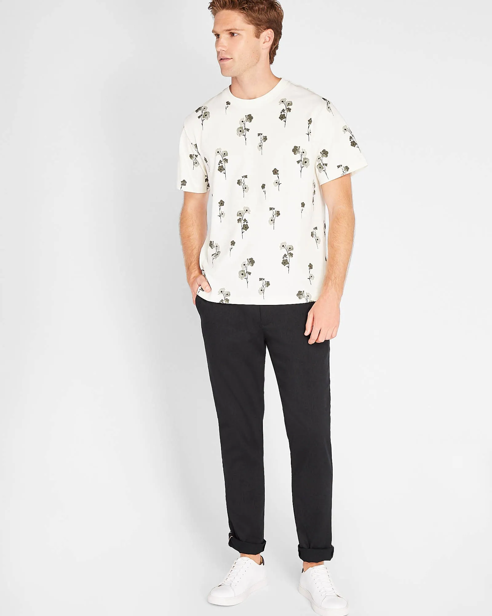 Short Sleeve Linear Floral Print Tee sold by Club Monaco product image thumbnail 4