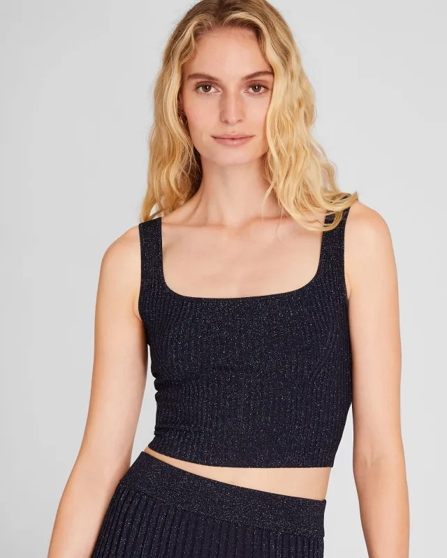 Metallic Rib Knit Crop Top sold by Club Monaco