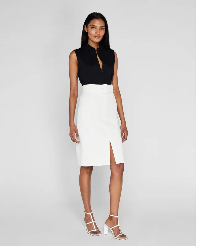 Piqué Belted Skirt sold by Club Monaco