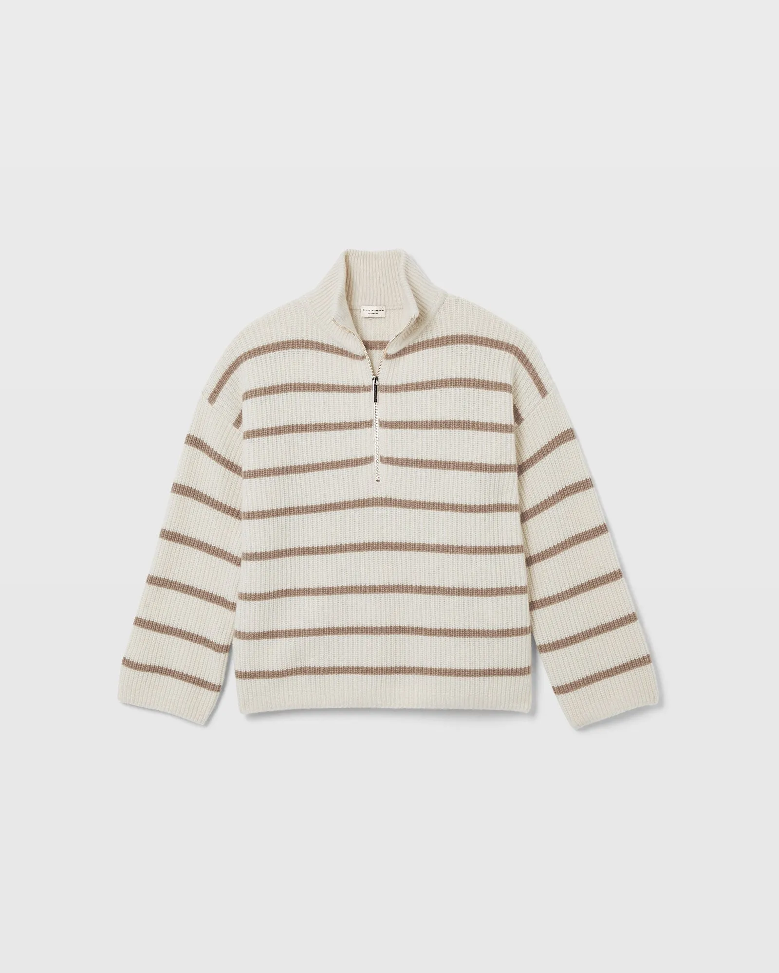 Striped Relaxed Cashmere Quarter-Zip Sweater sold by Club Monaco product image thumbnail 5