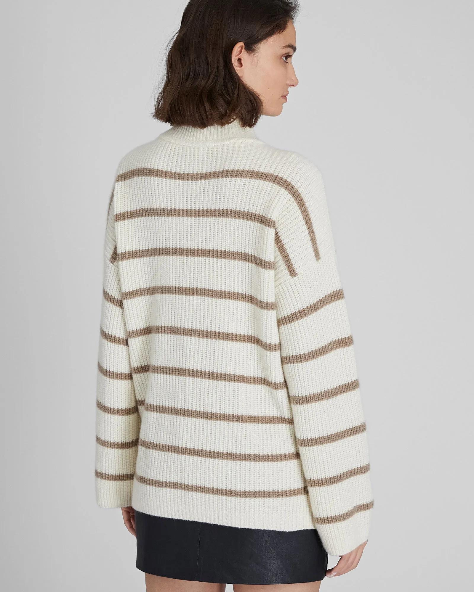 Striped Relaxed Cashmere Quarter-Zip Sweater sold by Club Monaco product image thumbnail 3