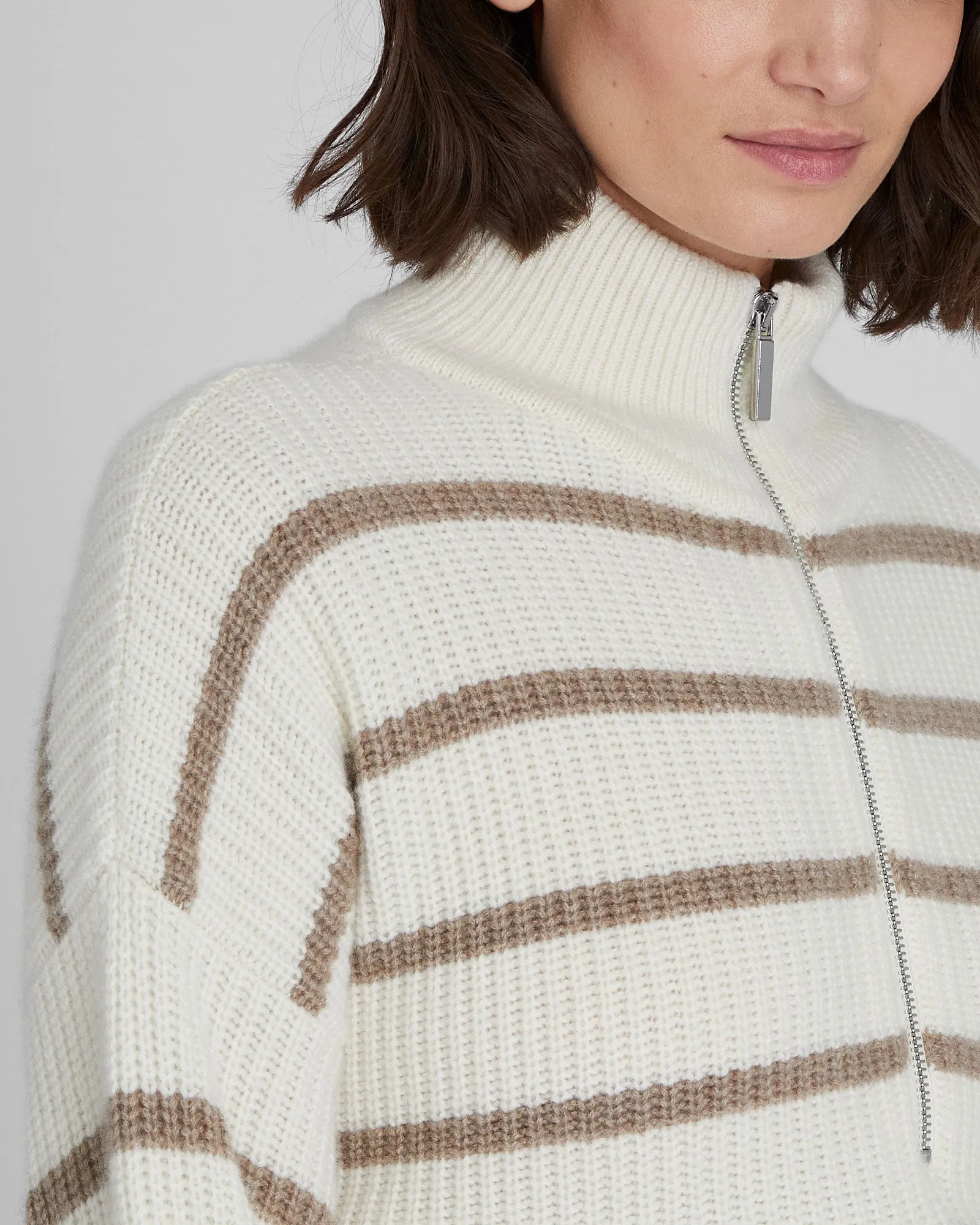 Striped Relaxed Cashmere Quarter-Zip Sweater sold by Club Monaco product image thumbnail 2