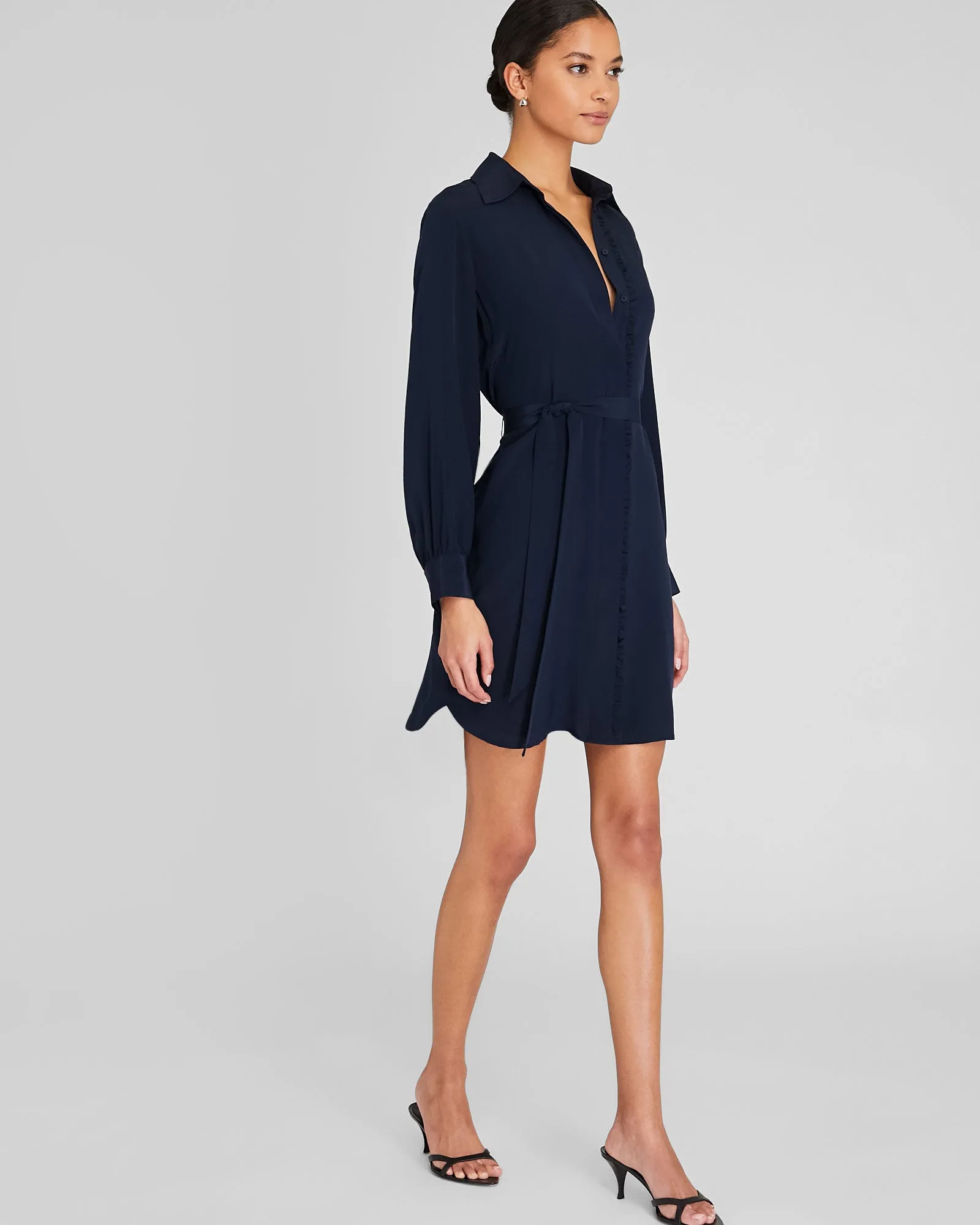Silk Ruffle Button Front Dress sold by Club Monaco product image thumbnail 4