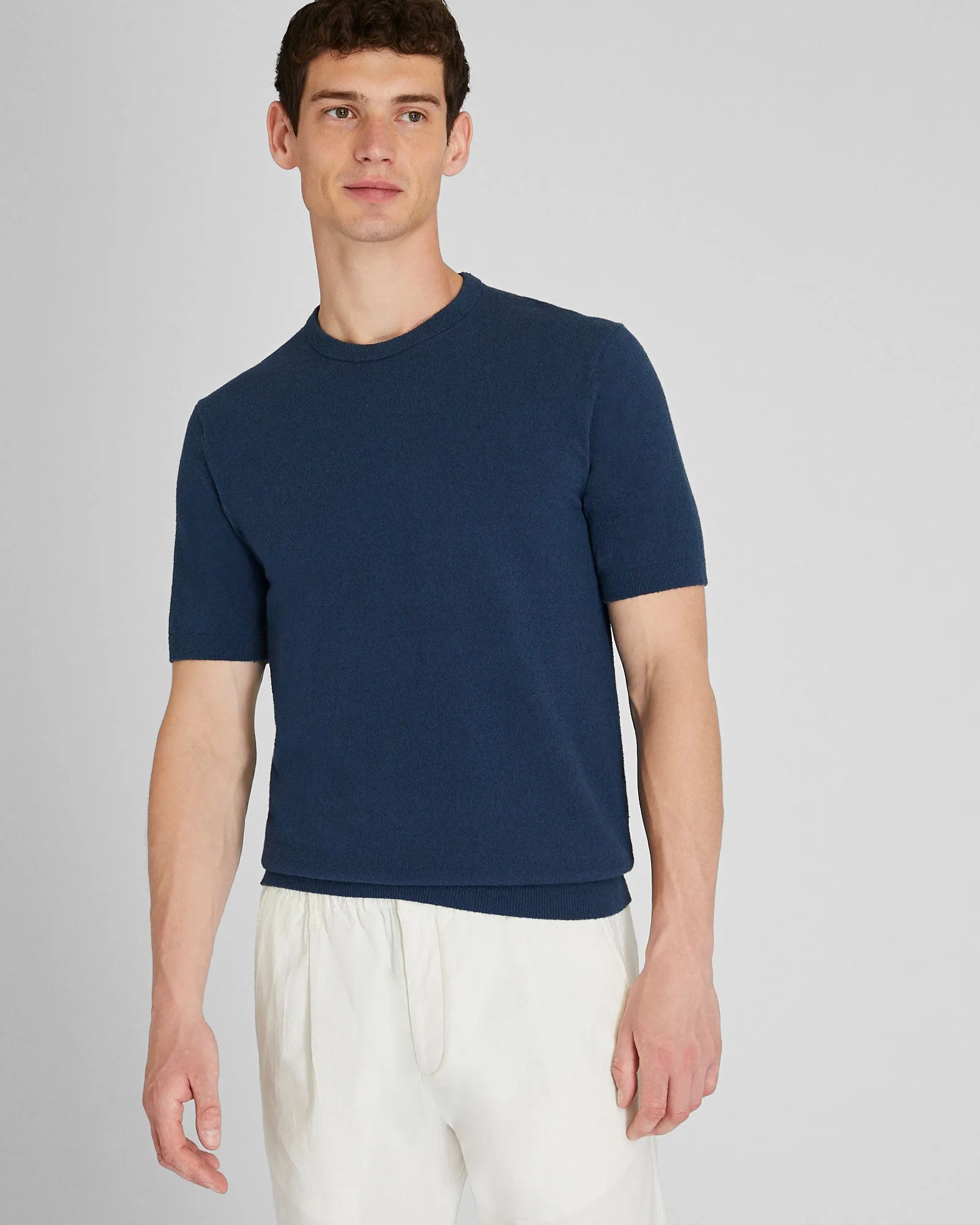 Short Sleeve Micro Bouclé Crew sold by Club Monaco