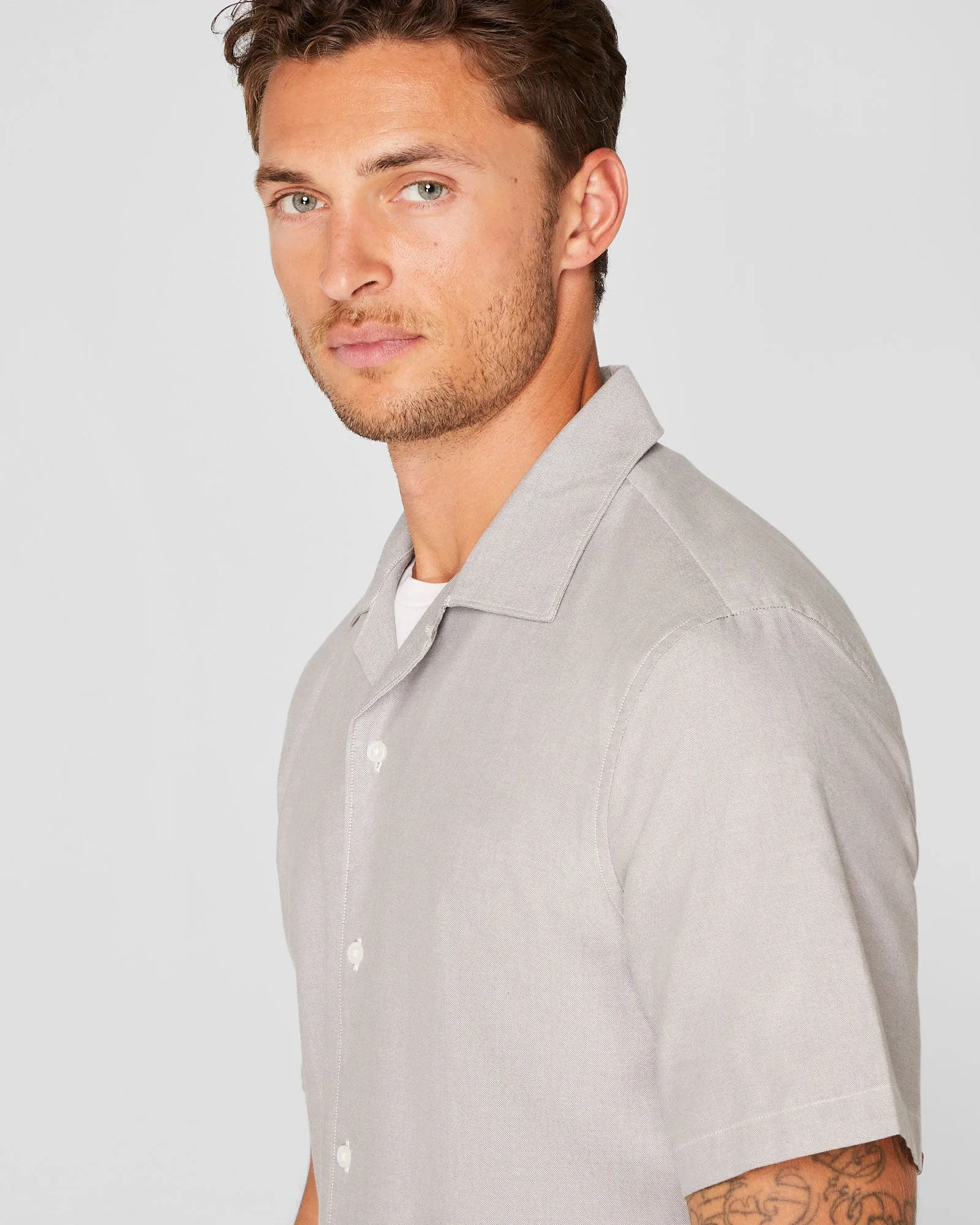 Short Sleeve Camp Collar Oxford Shirt sold by Club Monaco product image thumbnail 3