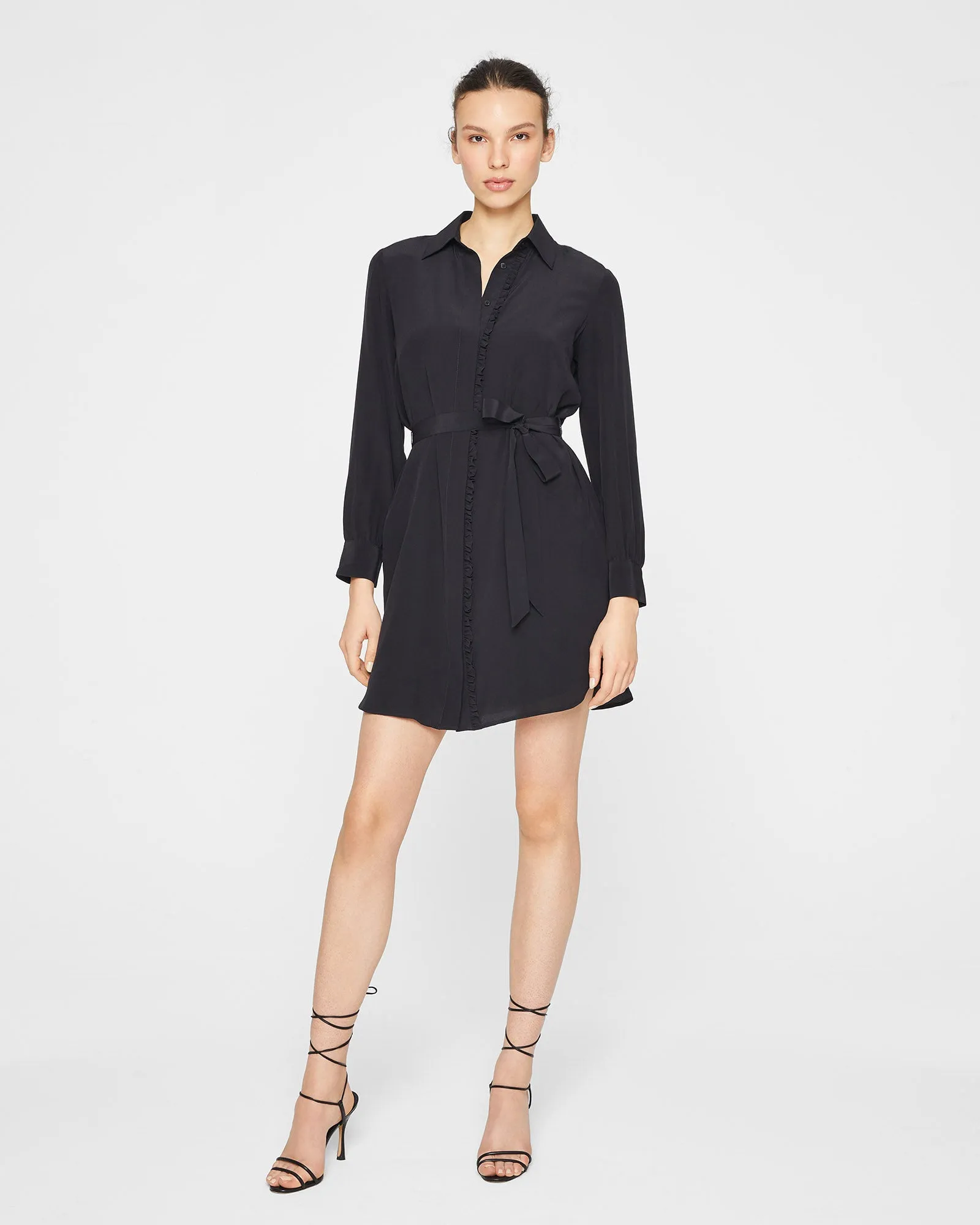 Silk Ruffle Button Front Dress sold by Club Monaco