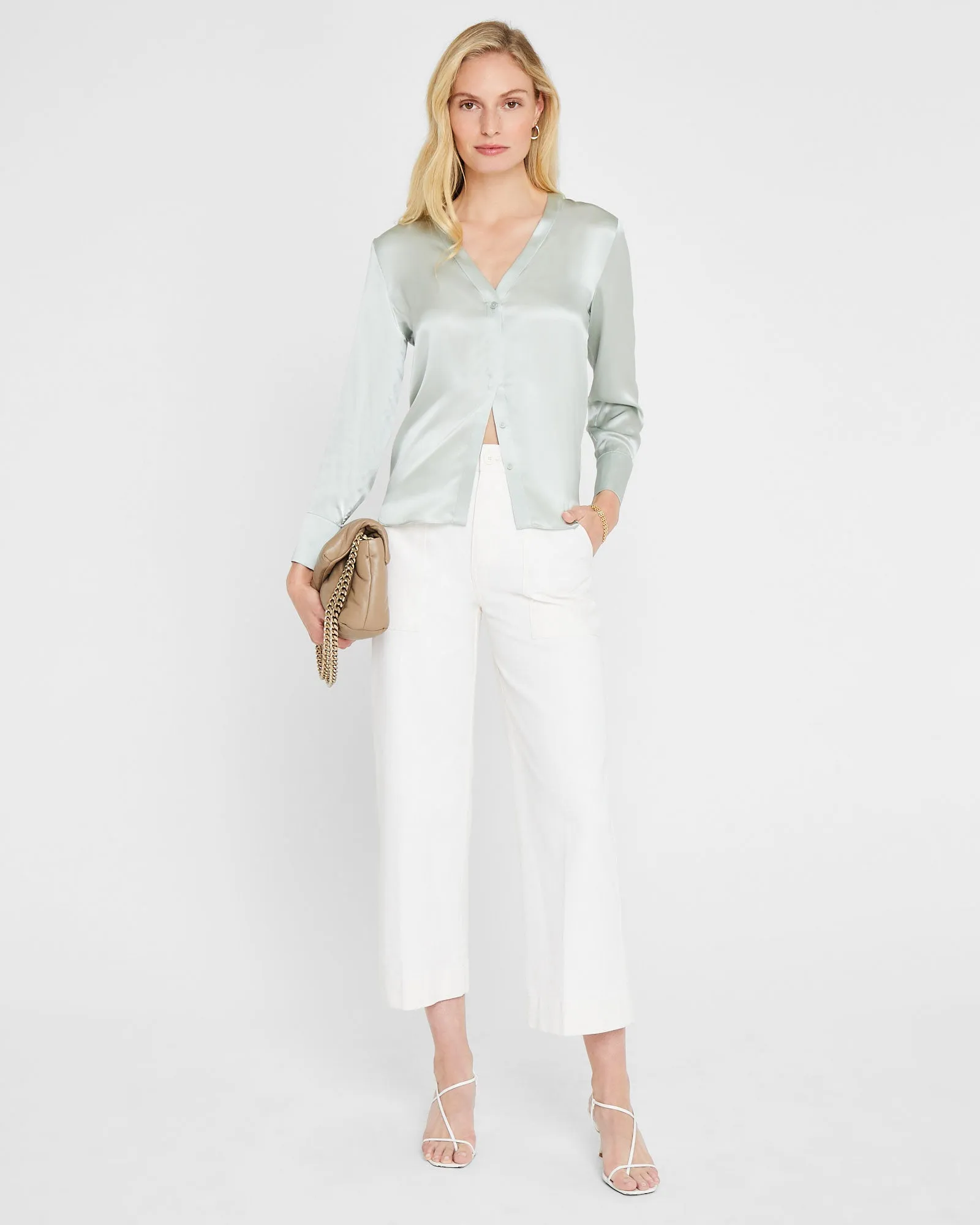 Silk Charmeuse V-Neck Blouse sold by Club Monaco product image thumbnail 4