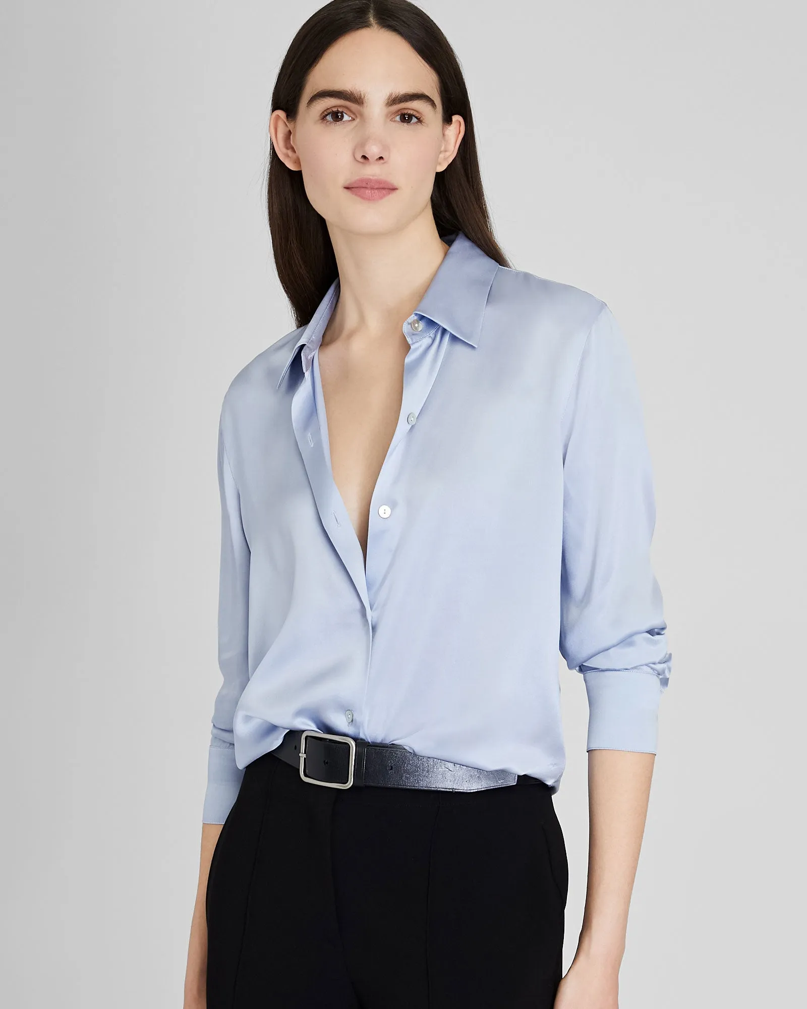 Silk Charmeuse Button-Down Shirt sold by Club Monaco