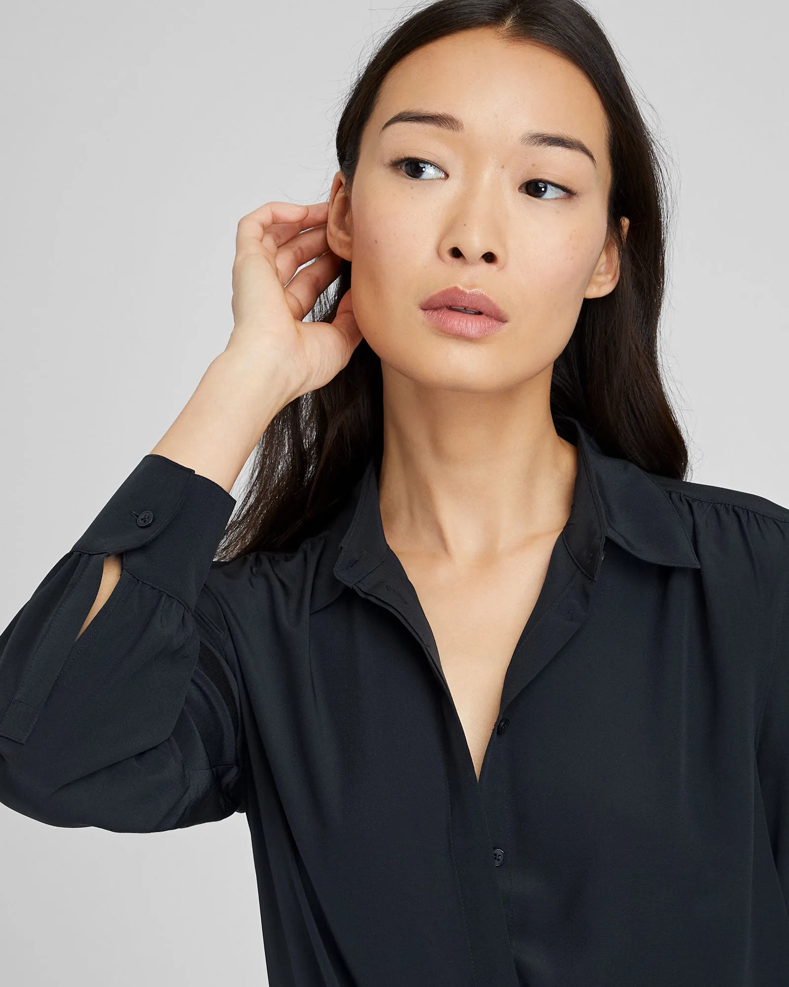 Shirred Shoulder Silk Shirt sold by Club Monaco product image thumbnail 3
