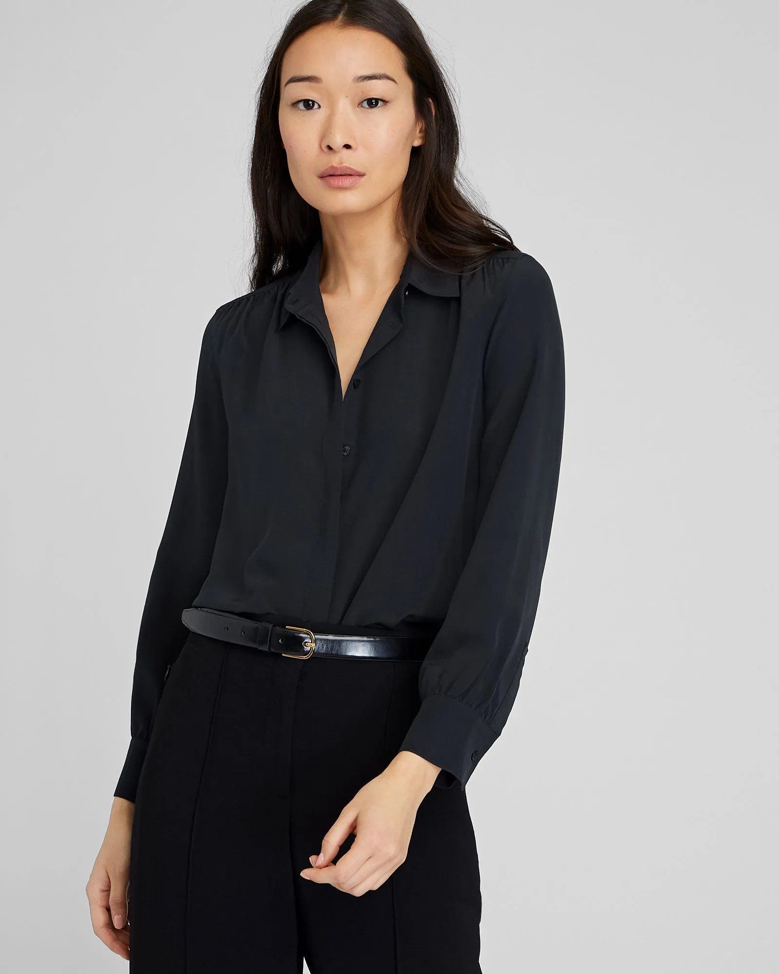 Shirred Shoulder Silk Shirt sold by Club Monaco