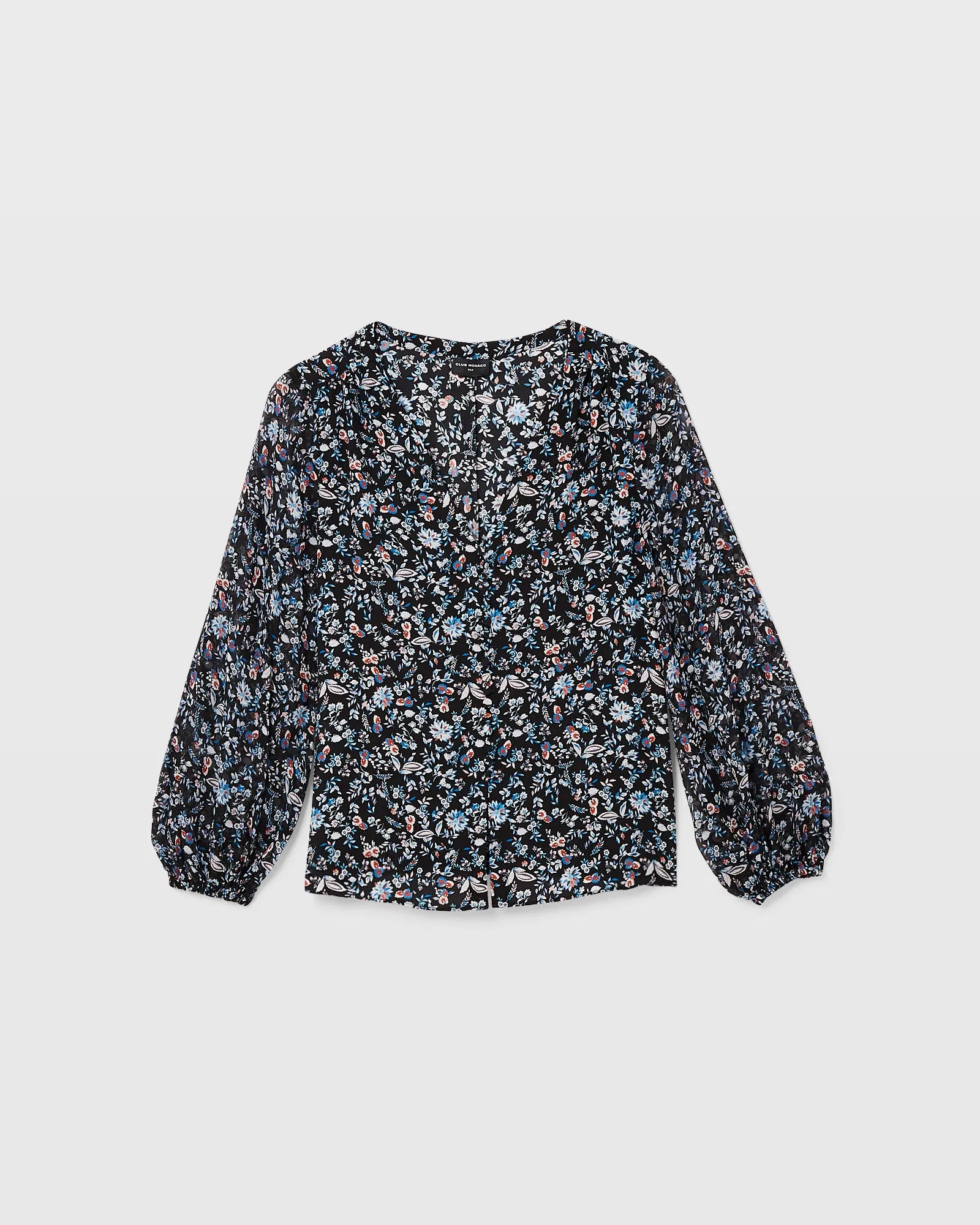 Printed Silk Button Detail Blouse sold by Club Monaco product image thumbnail 5
