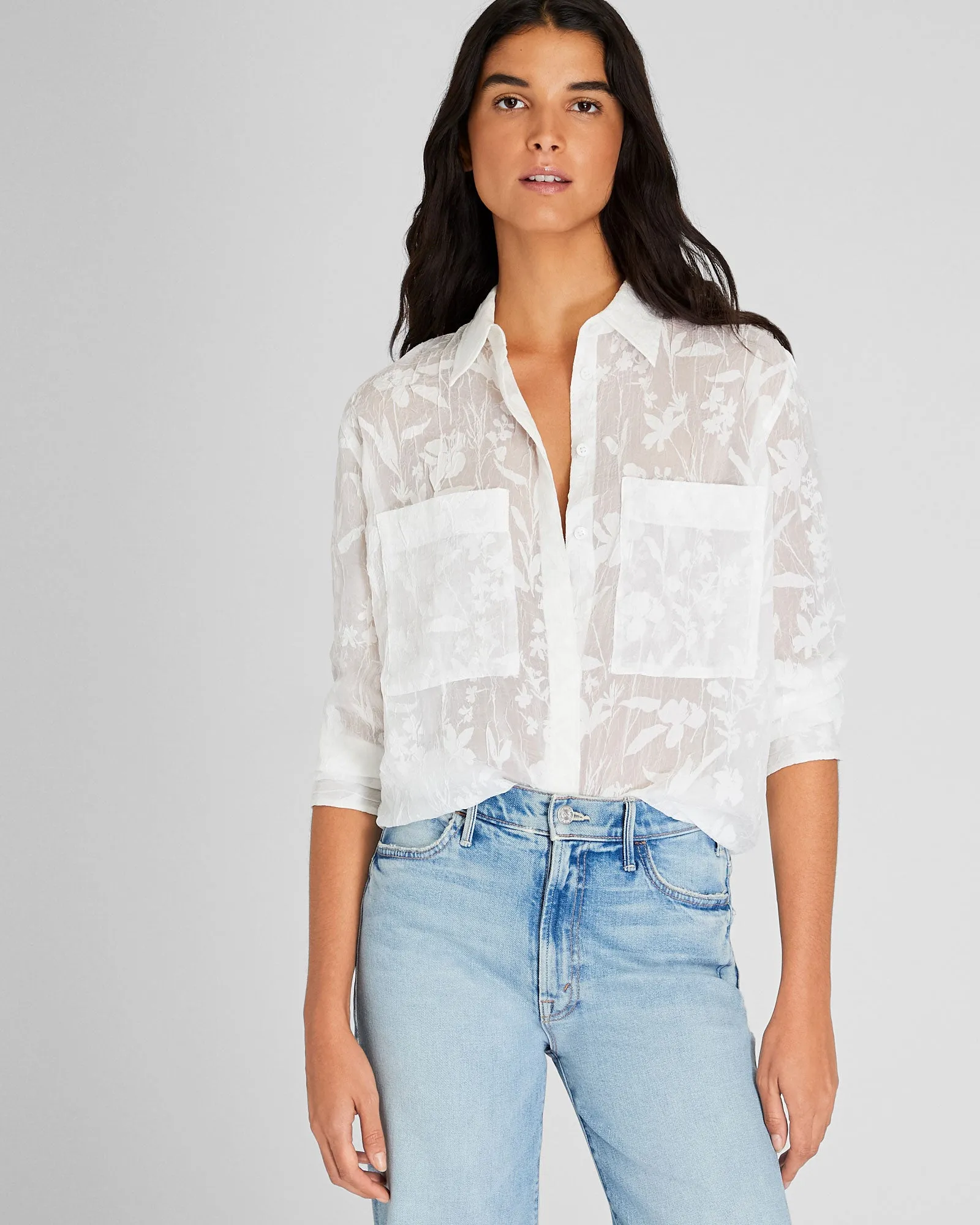 Sheer Floral Button-Down Shirt sold by Club Monaco