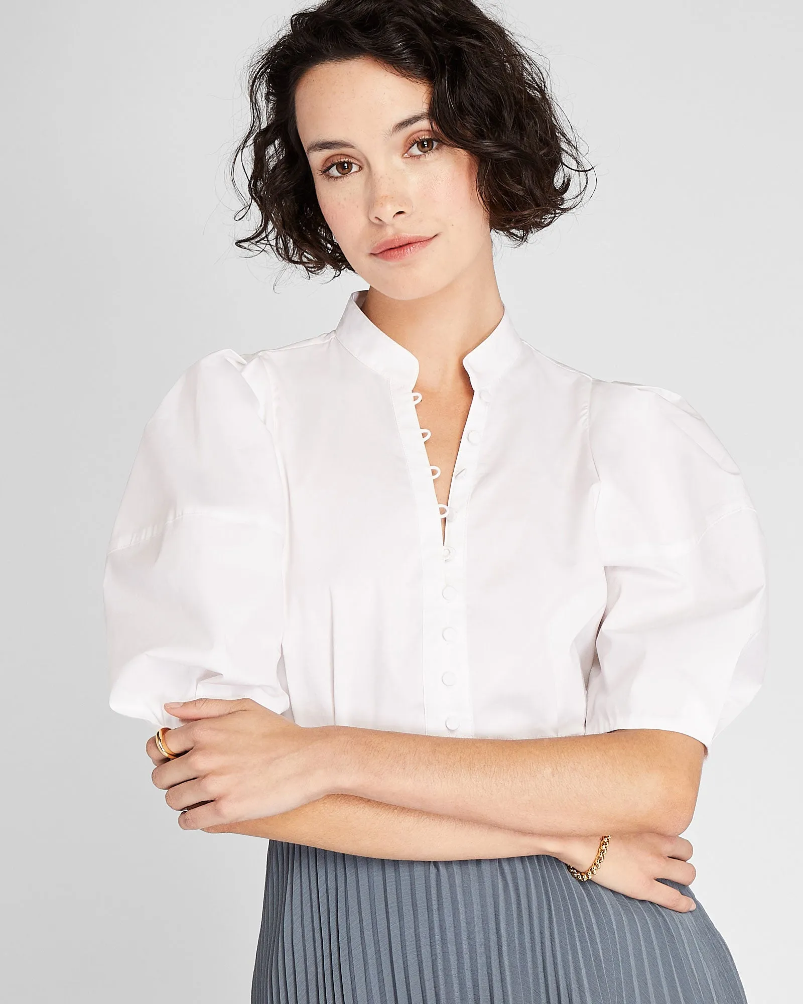 Fitted Balloon Sleeve Top sold by Club Monaco