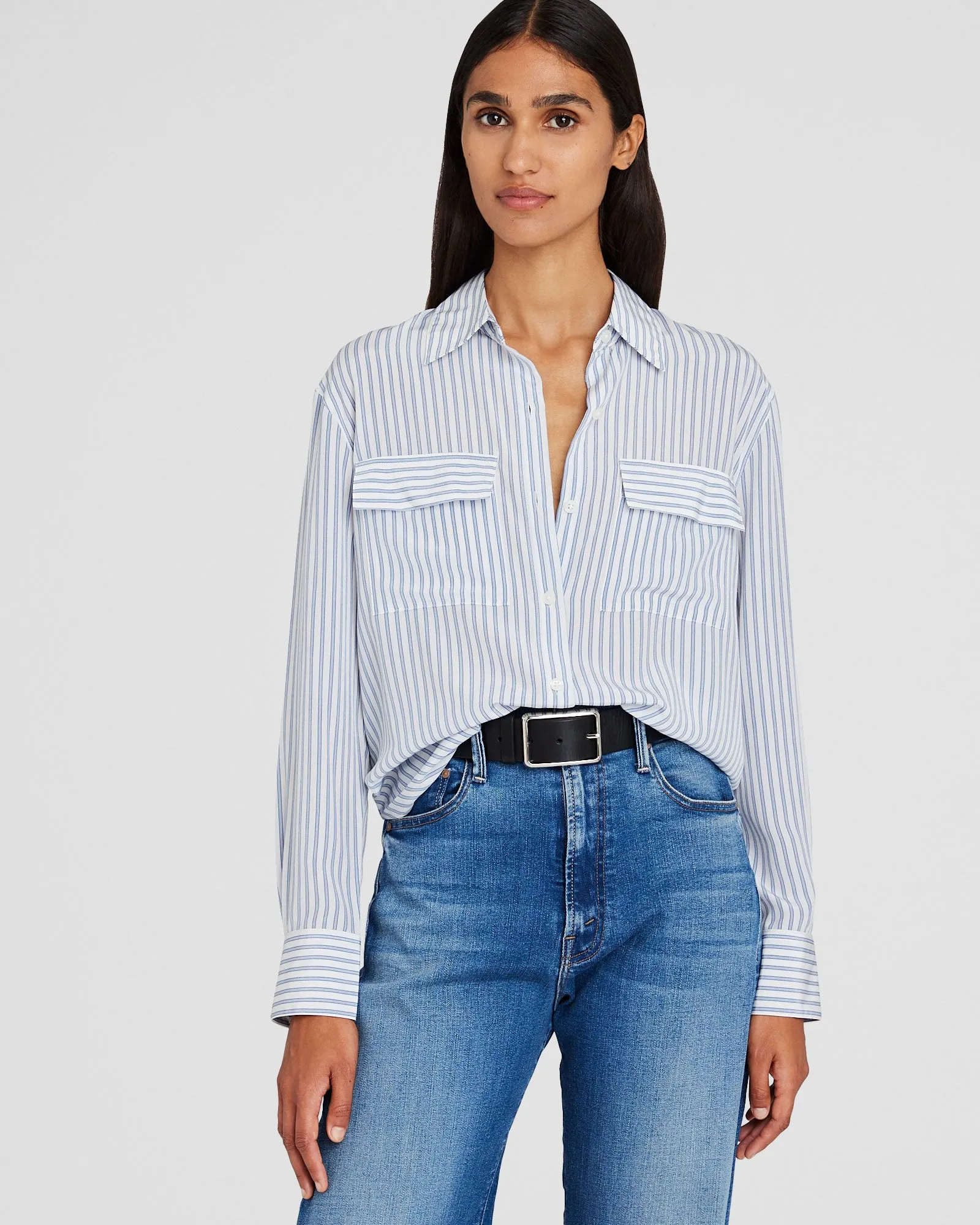 Striped Silk Utility Shirt sold by Club Monaco