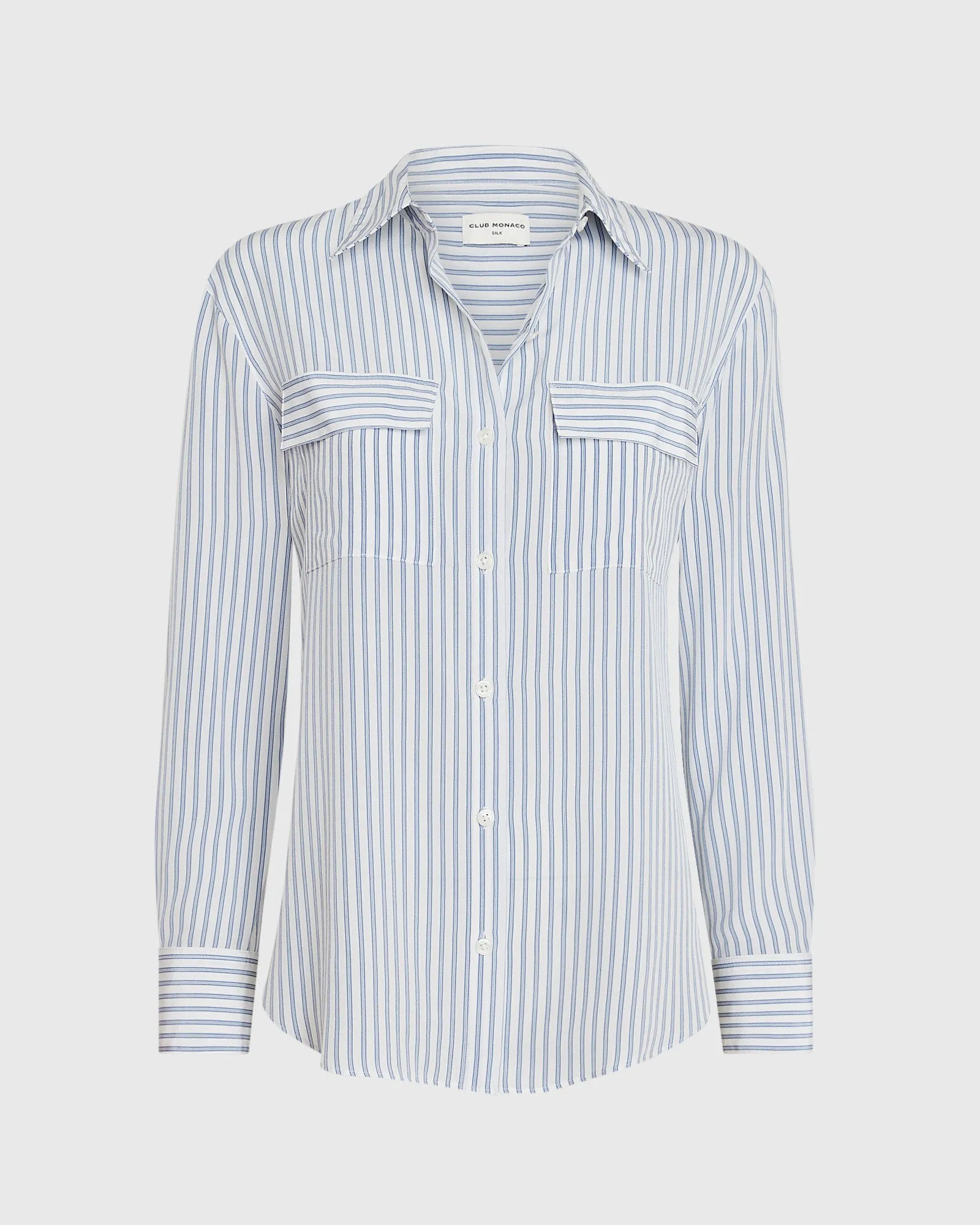 Striped Silk Utility Shirt sold by Club Monaco product image thumbnail 5