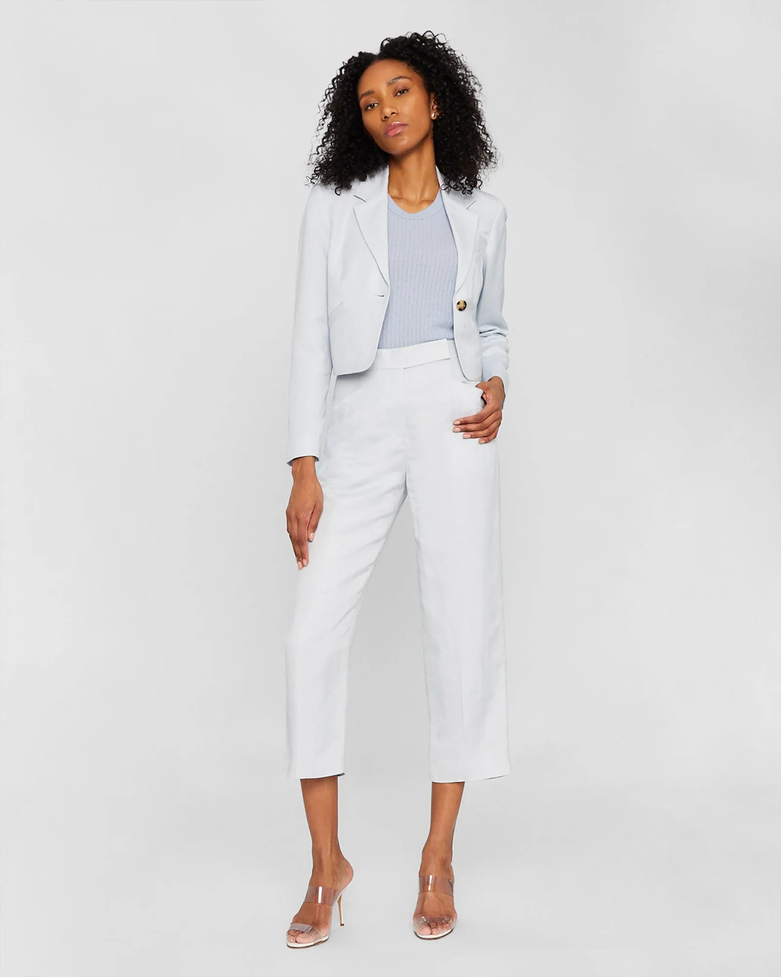 Cropped Linen Blend Blazer sold by Club Monaco product image thumbnail 4