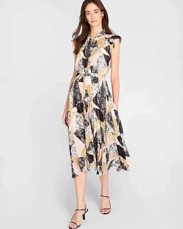 Flutter Sleeve Pleated Midi Dress sold by Club Monaco