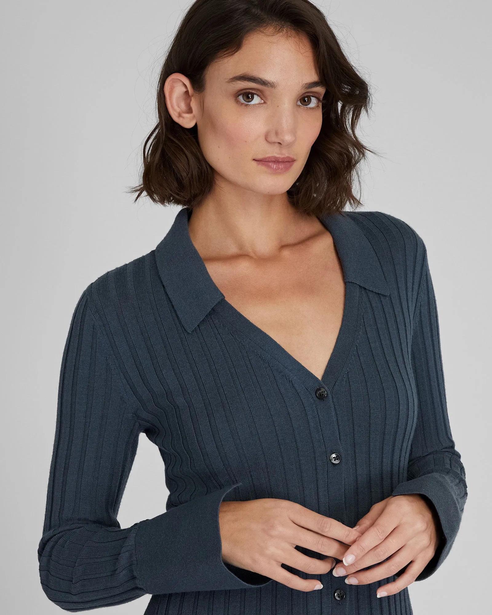 Ribbed Collared Cardigan Dress sold by Club Monaco product image thumbnail 4